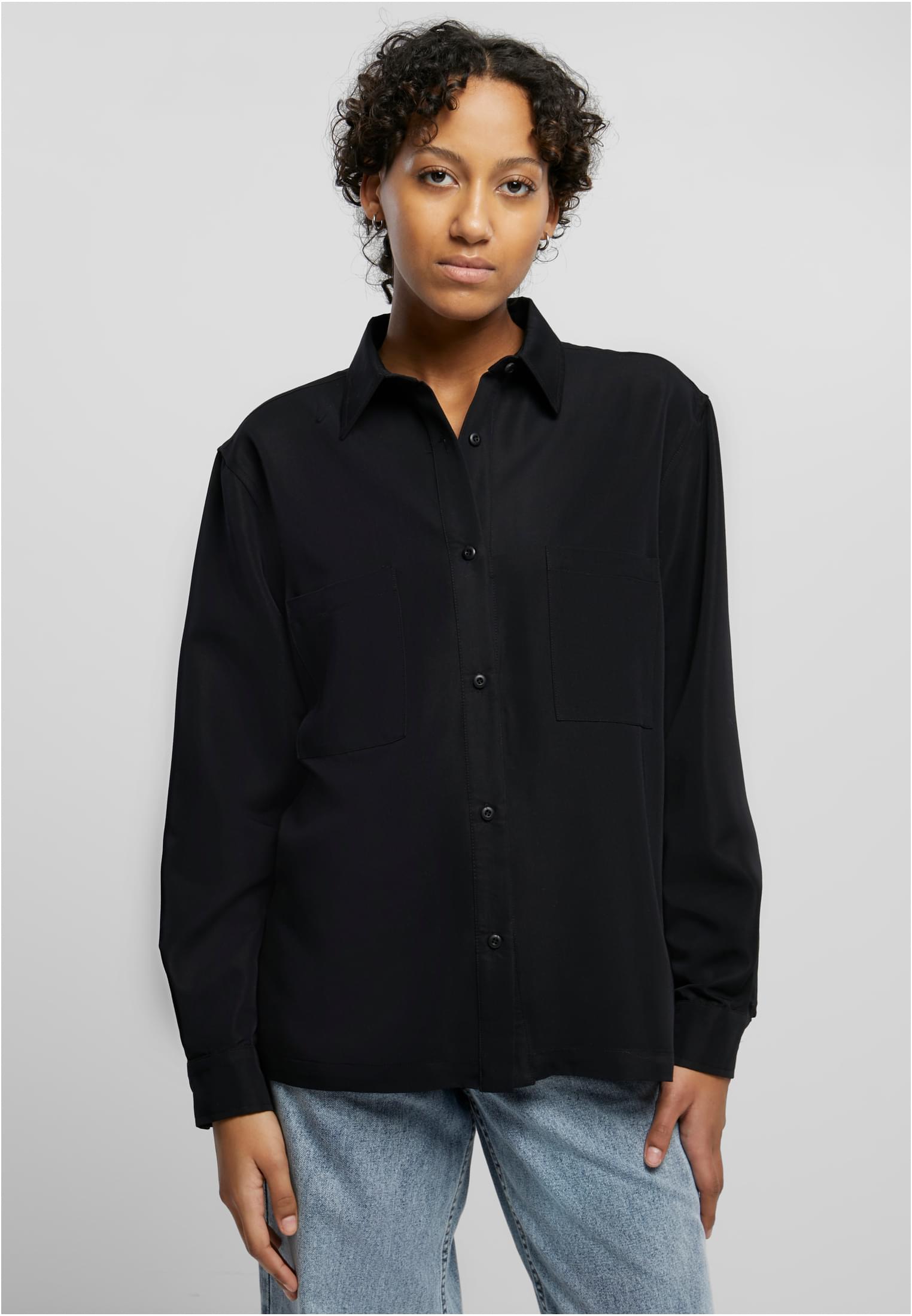 Ladies Oversized Twill Shirt | black