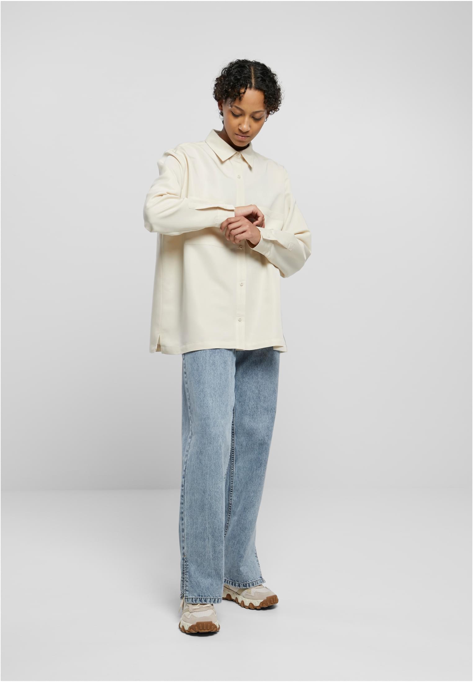 Ladies Oversized Twill Shirt | sand