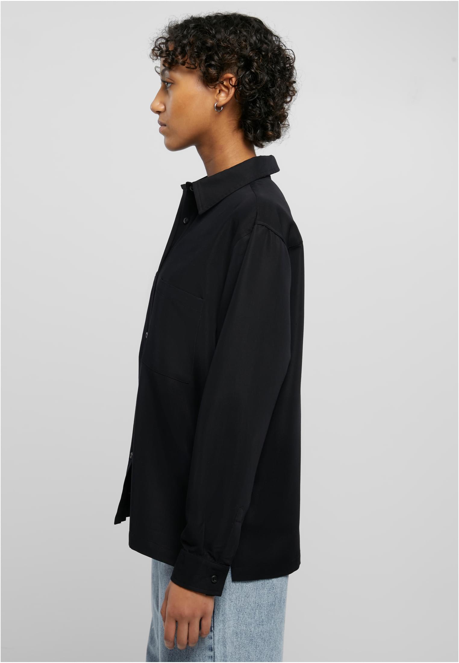 Ladies Oversized Twill Shirt | black