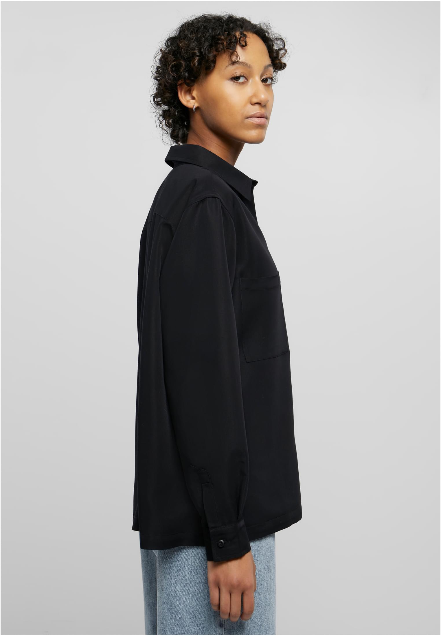 Ladies Oversized Twill Shirt | black