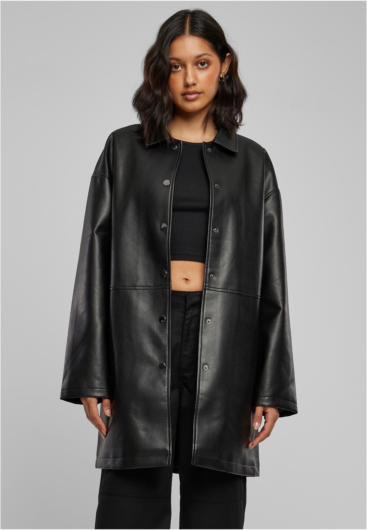 Ladies Faux Leather Coat | black