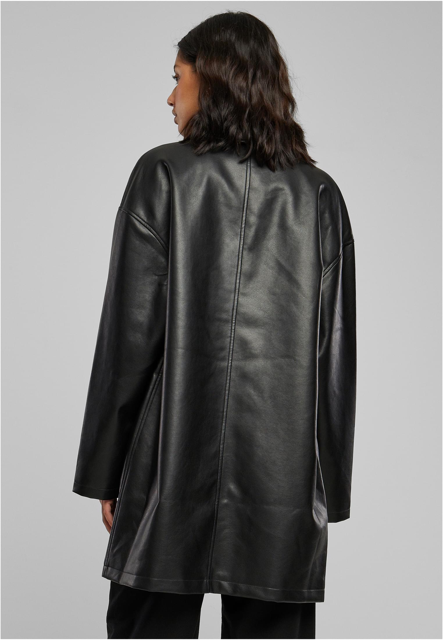 Ladies Faux Leather Coat | black