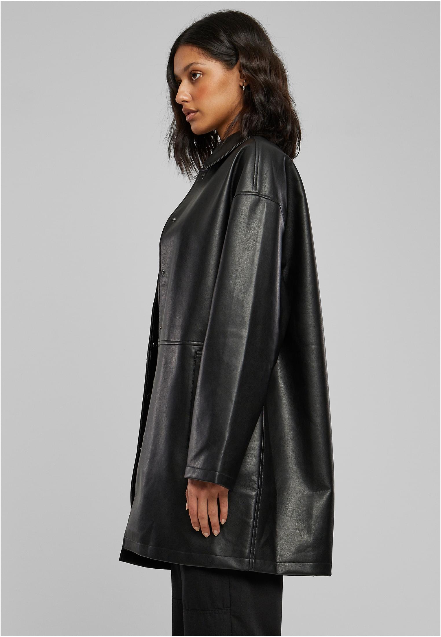 Ladies Faux Leather Coat | black