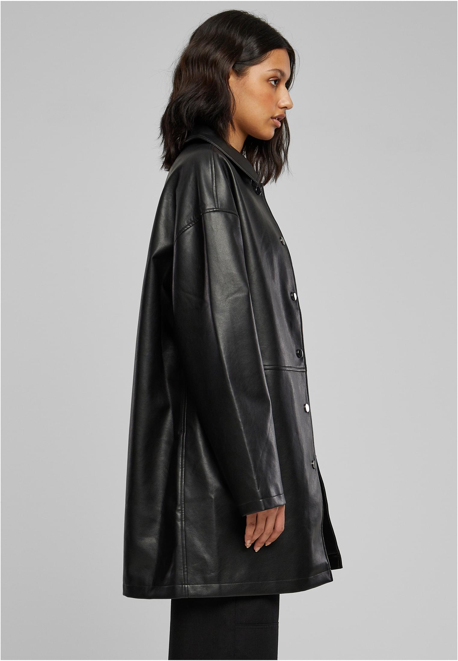 Ladies Faux Leather Coat | black