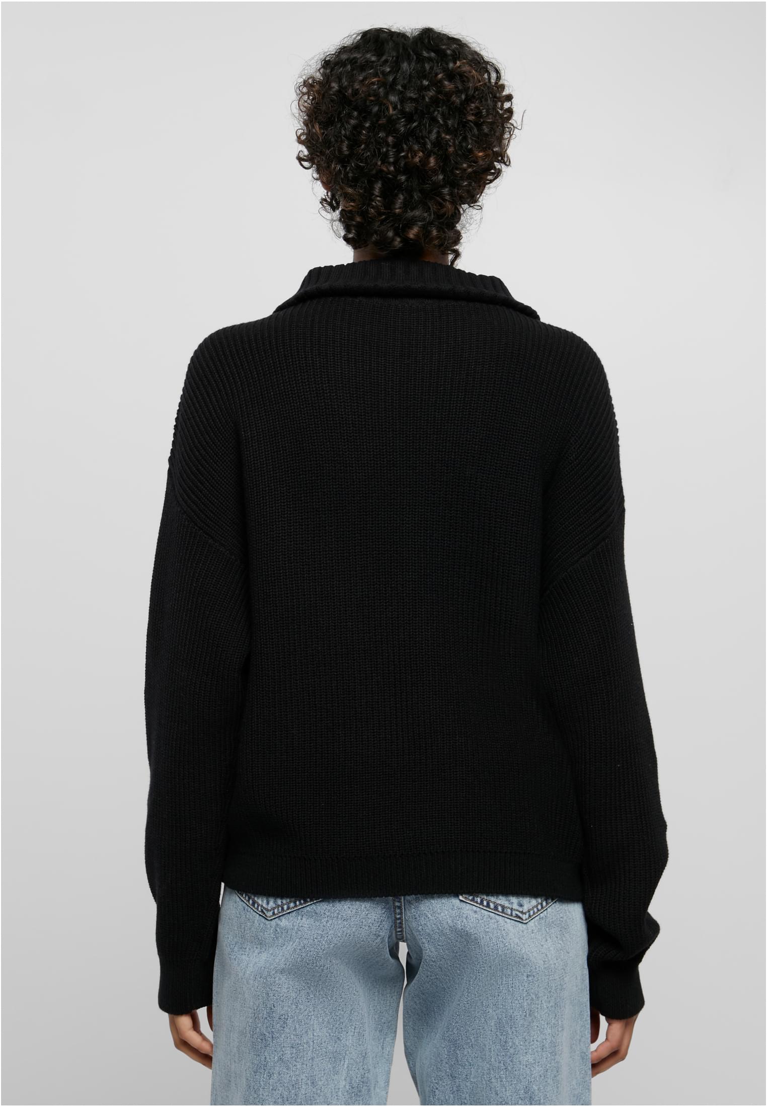 Ladies Oversized Knit Troyer | black