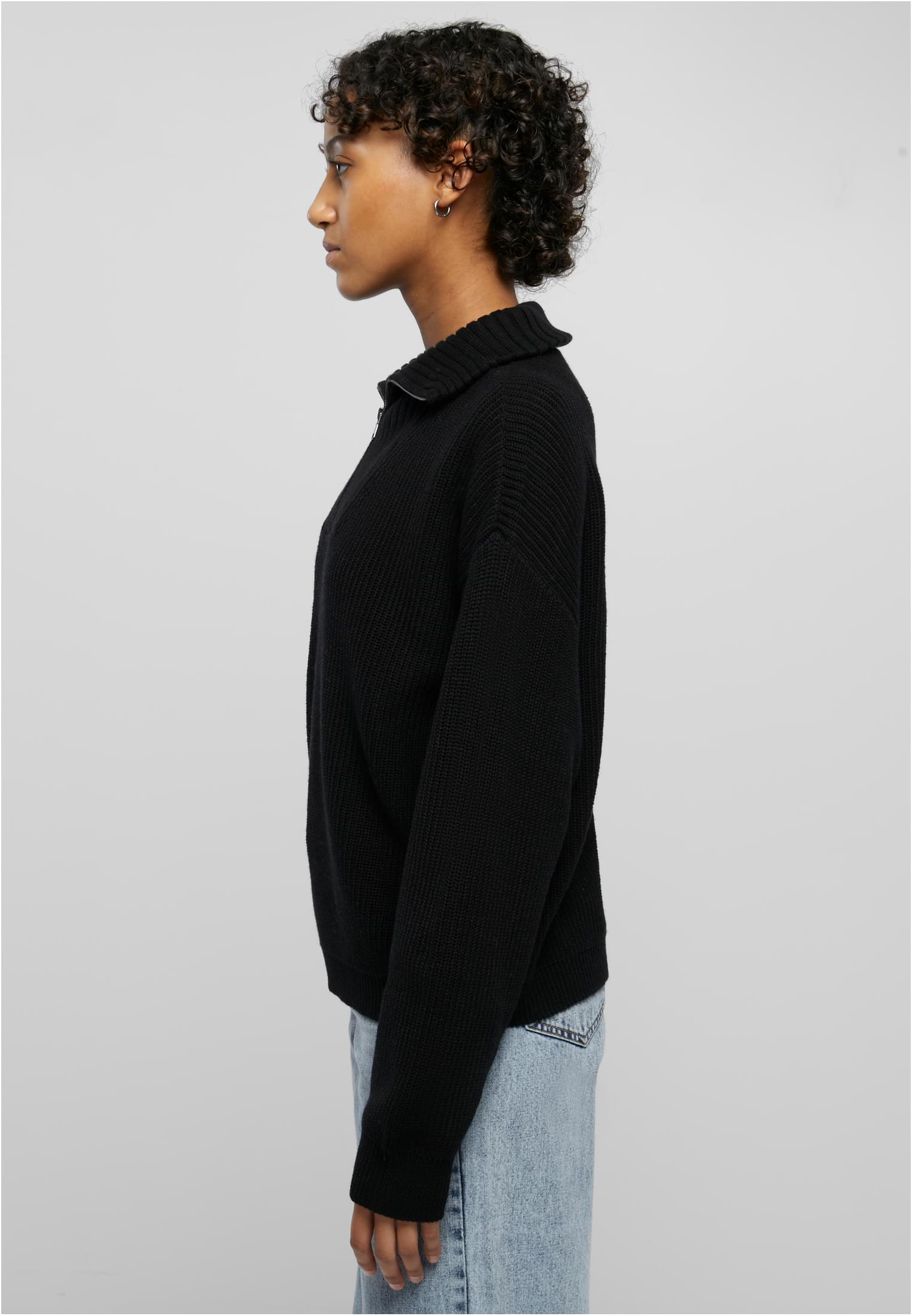 Ladies Oversized Knit Troyer | black