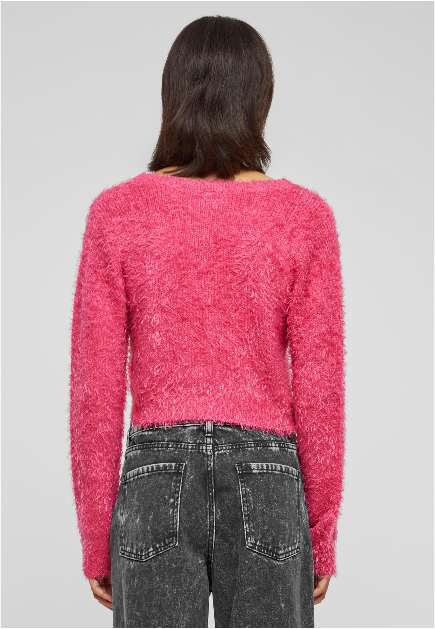 Ladies Tied Cropped Feather Cardigan | hibiskuspink