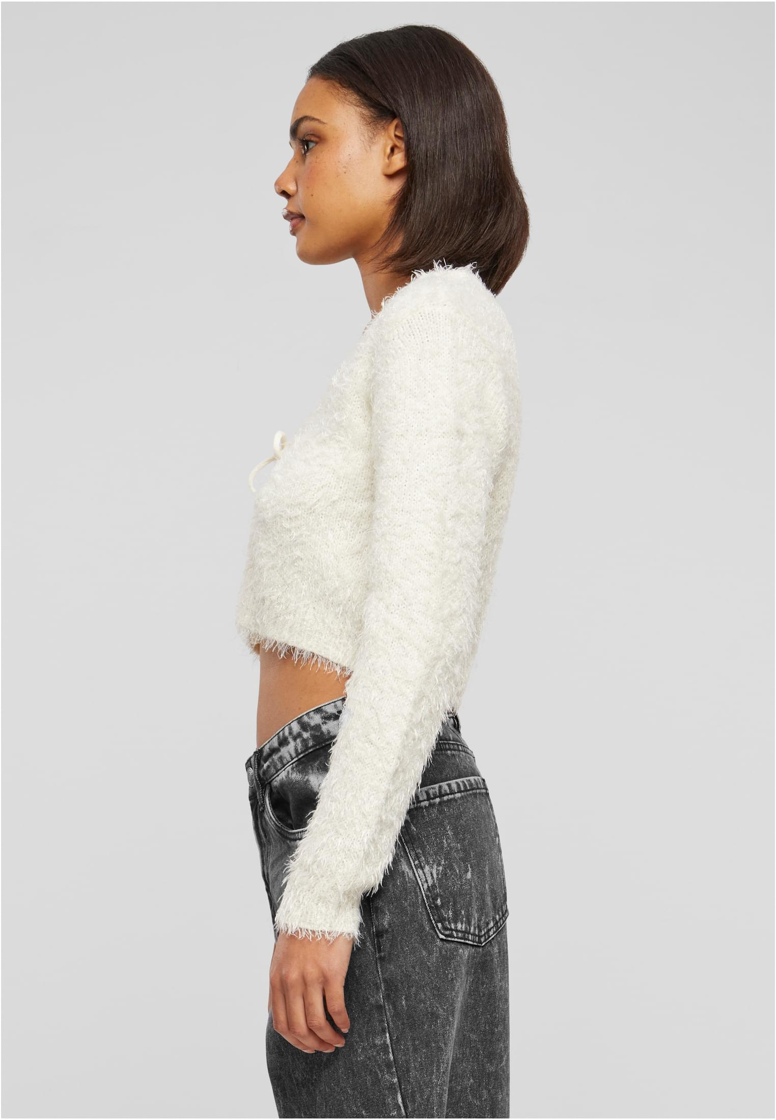 Ladies Tied Cropped Feather Cardigan | whitesand