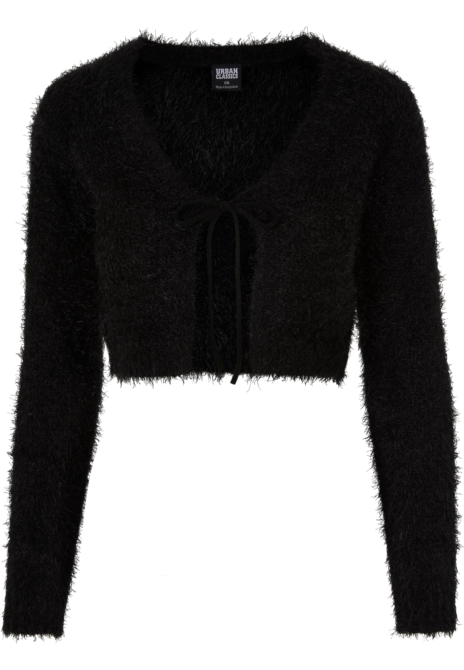 Ladies Tied Cropped Feather Cardigan | black