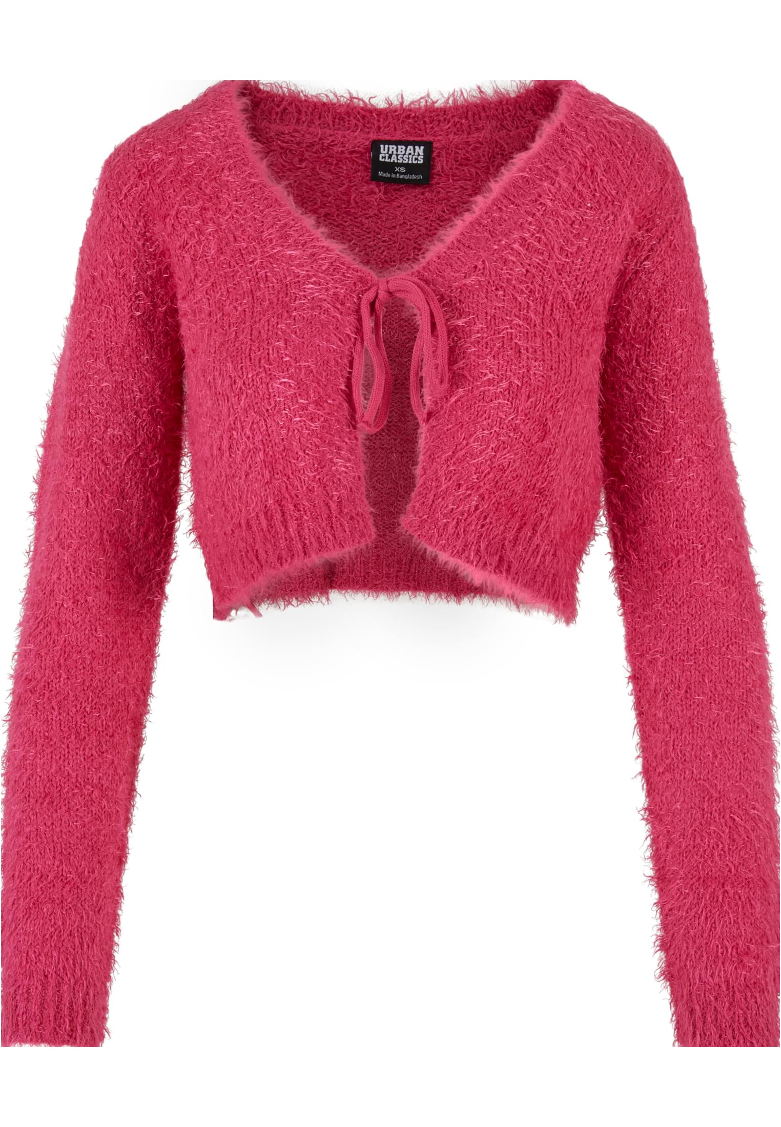 Ladies Tied Cropped Feather Cardigan | hibiskuspink