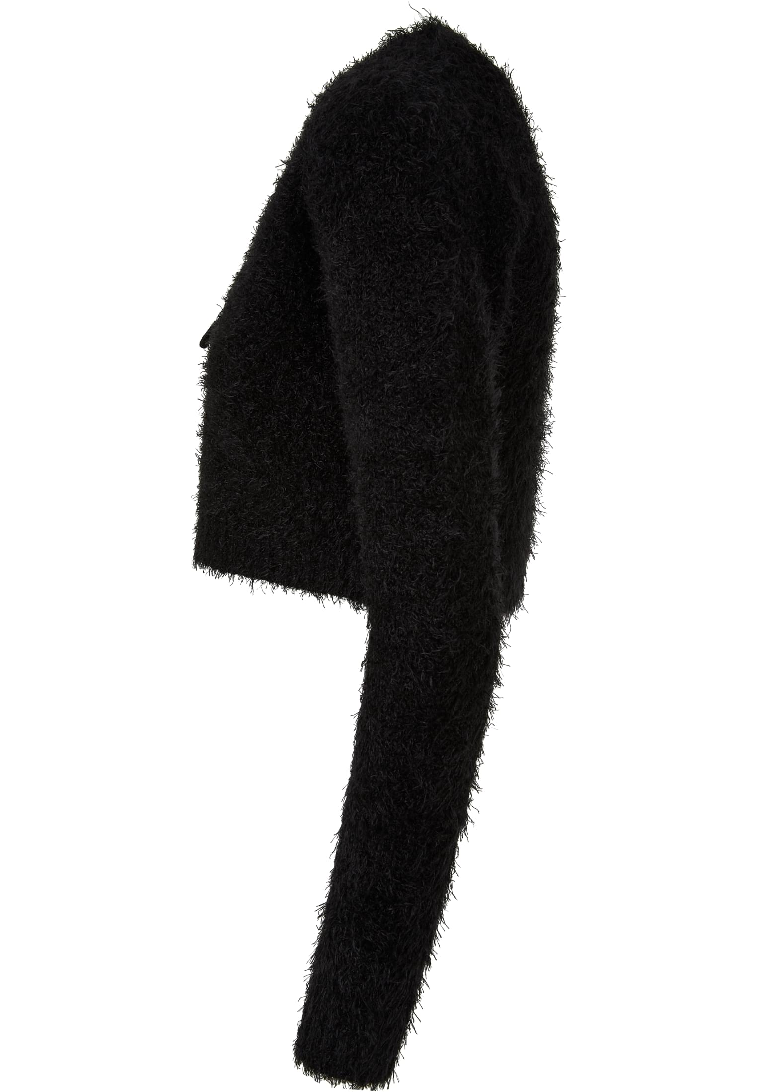 Ladies Tied Cropped Feather Cardigan | black