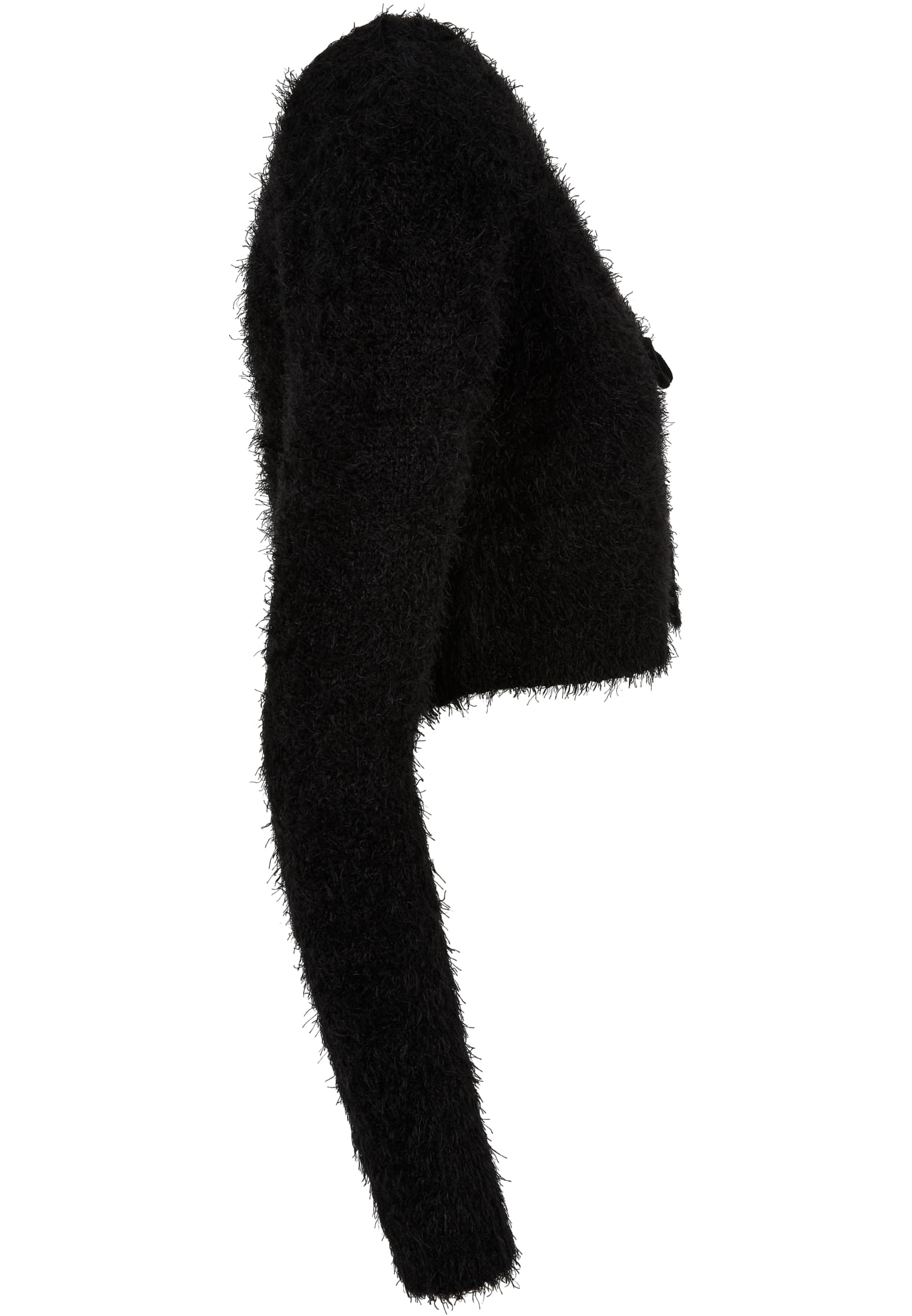 Ladies Tied Cropped Feather Cardigan | black