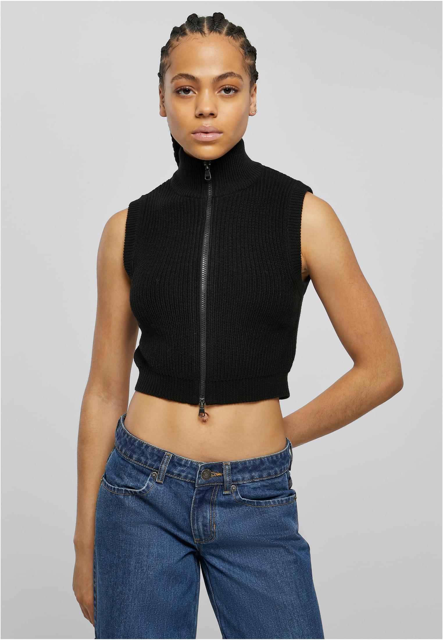 Ladies Short Knit Vest | black