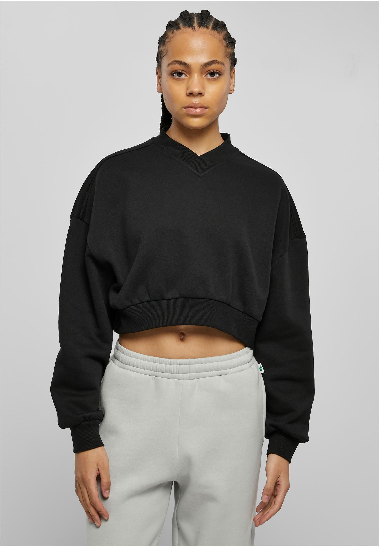 Ladies Cropped V-Neck | black