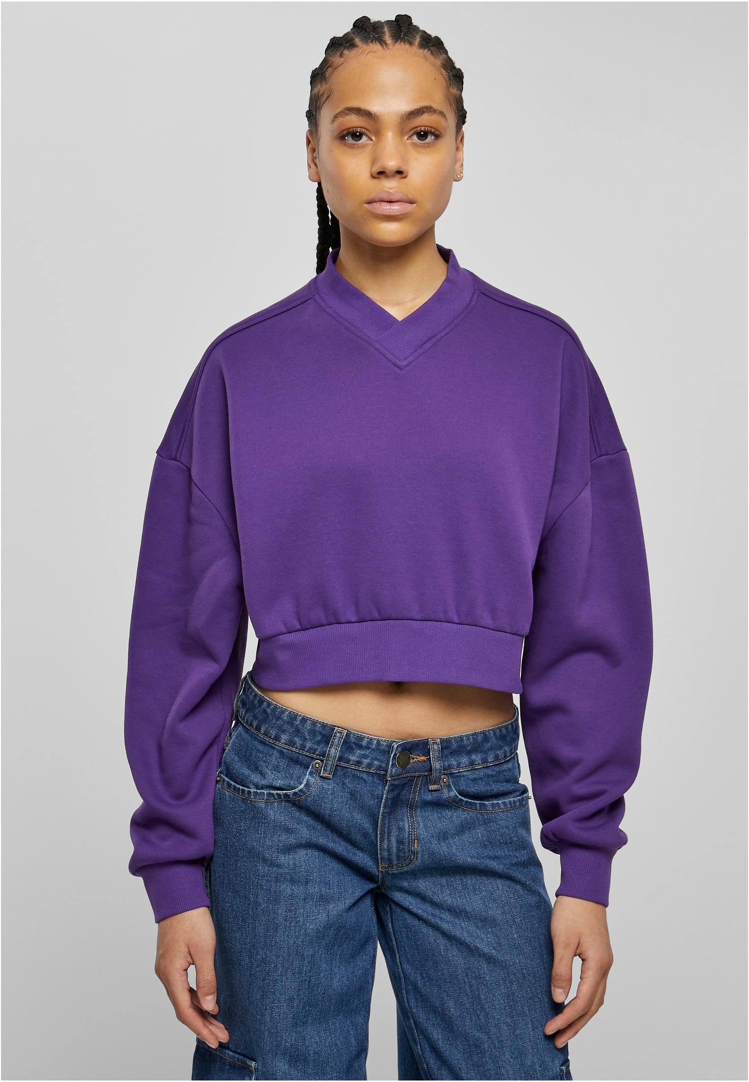 Ladies Cropped V-Neck | realviolet