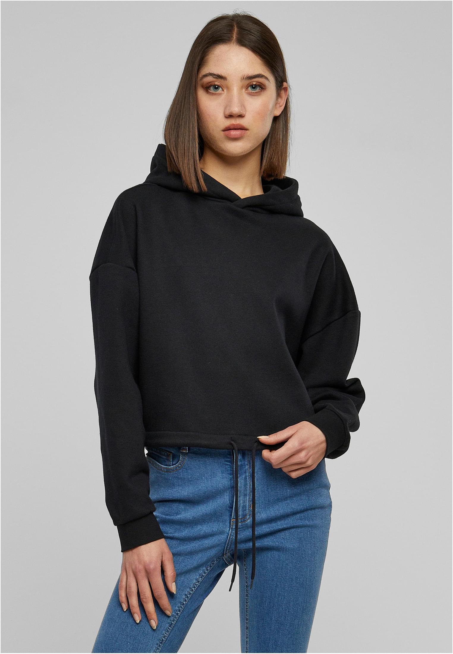 Ladies Cropped Oversized Hoodie | black