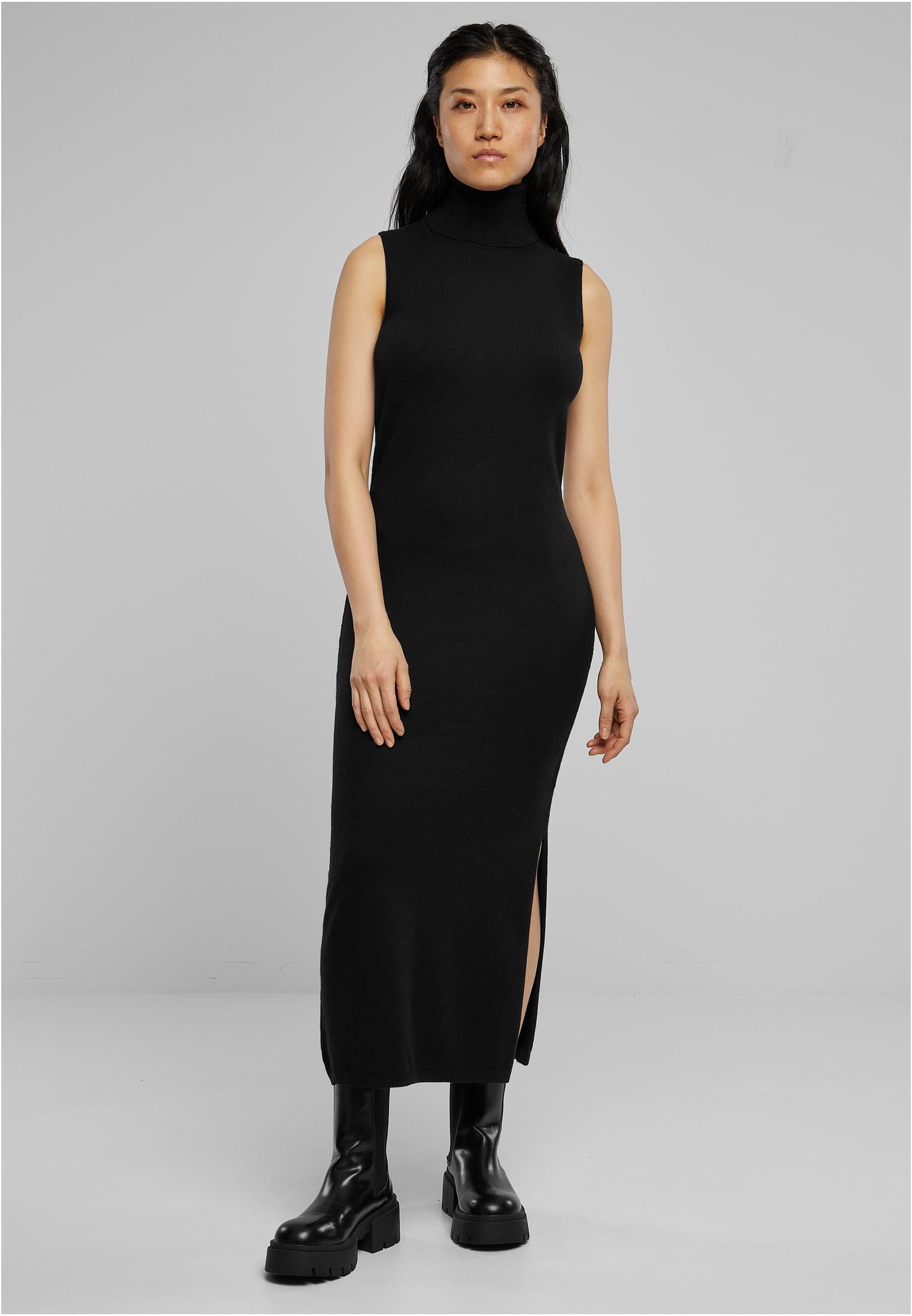 Ladies Knitted Eco Viscose Turtleneck Dress | black