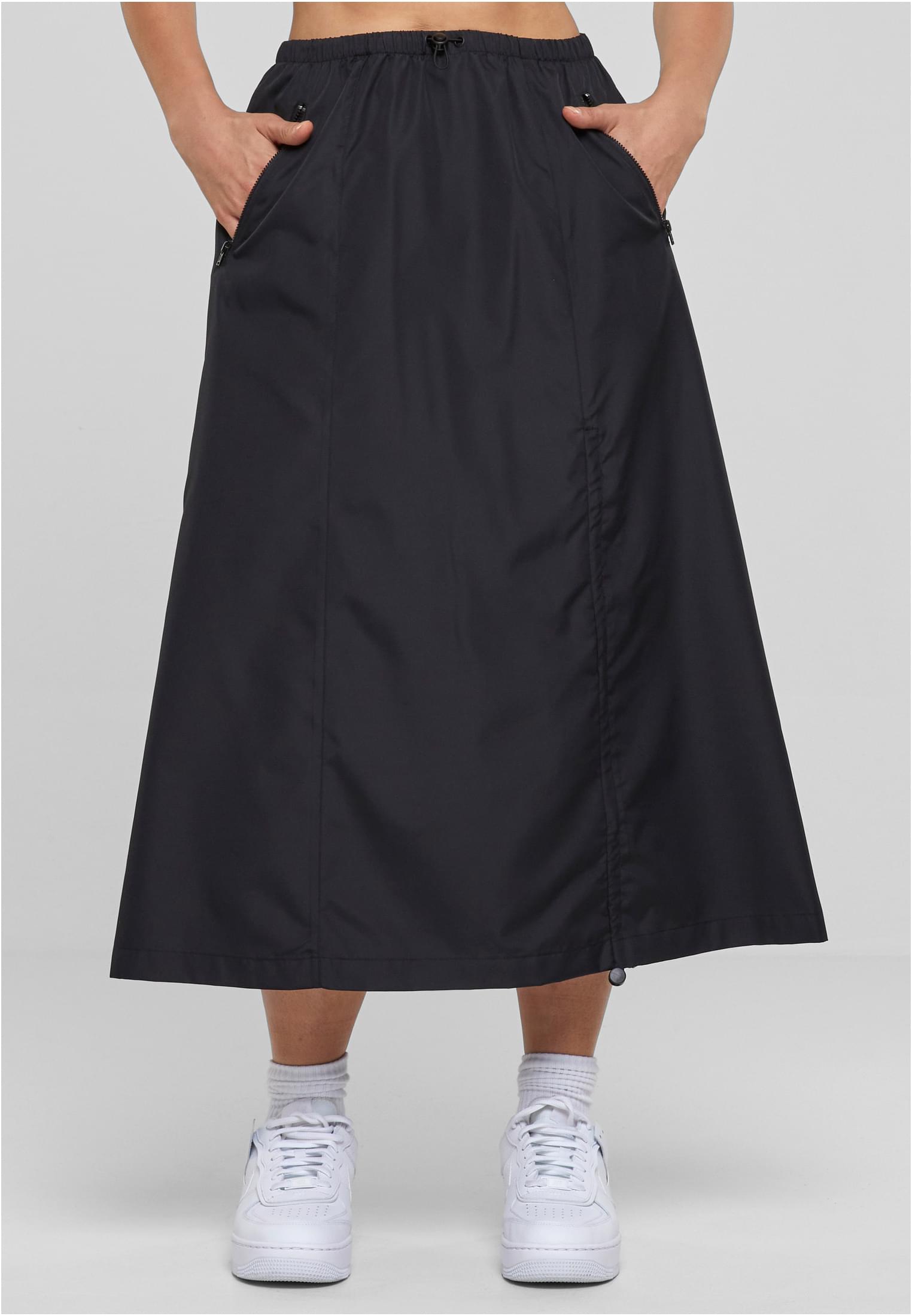 Ladies Ripstop Parachute Midi Skirt | black