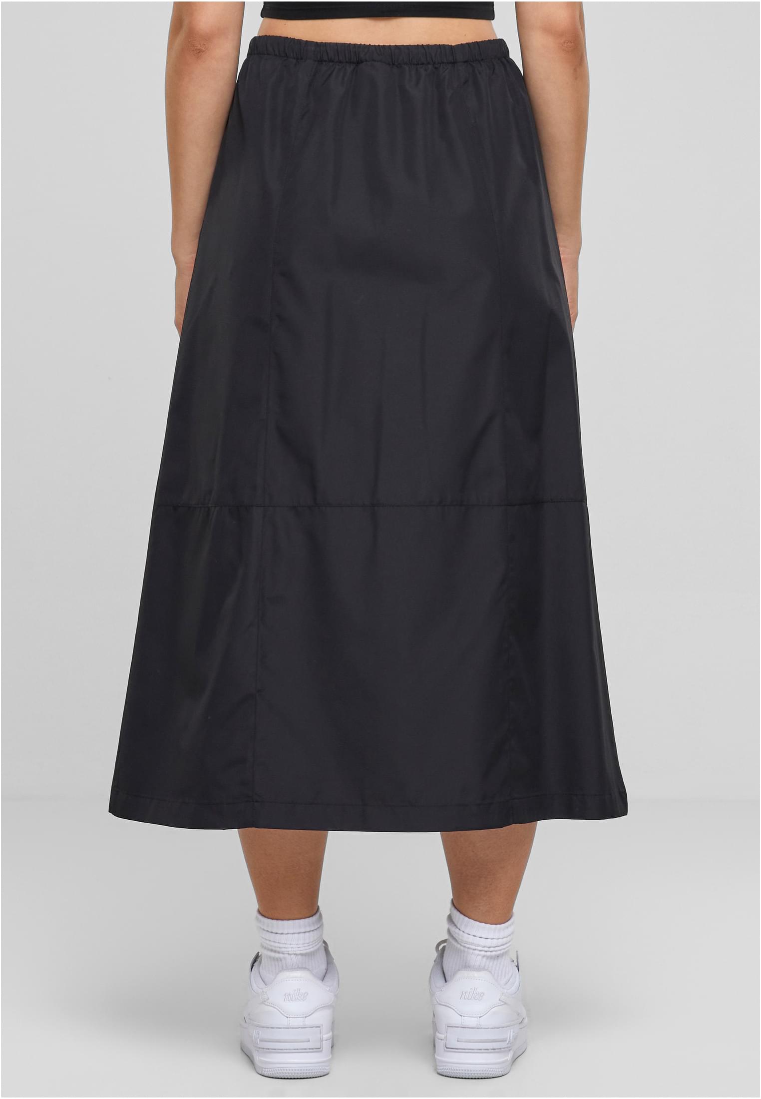 Ladies Ripstop Parachute Midi Skirt | black