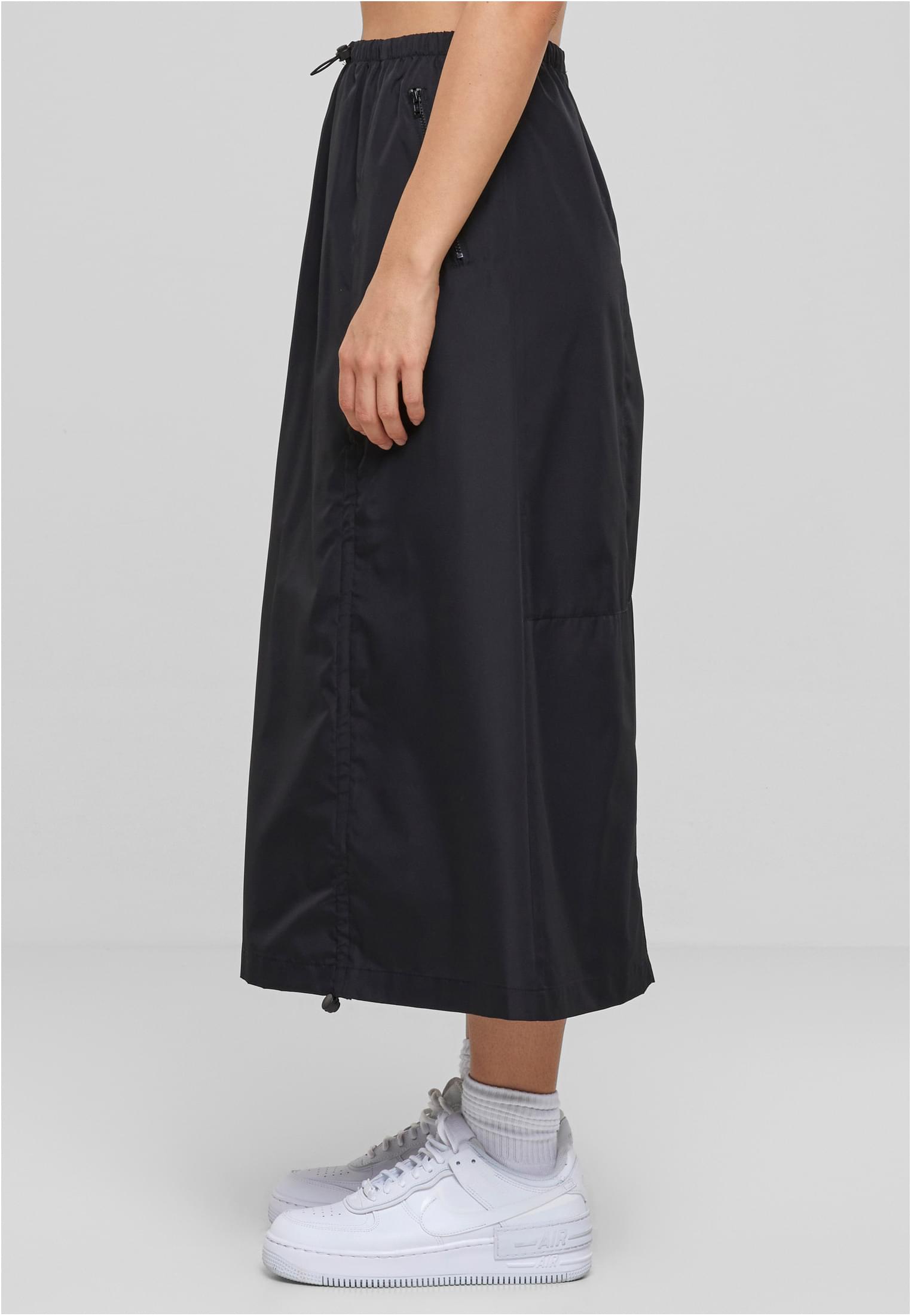 Ladies Ripstop Parachute Midi Skirt | black