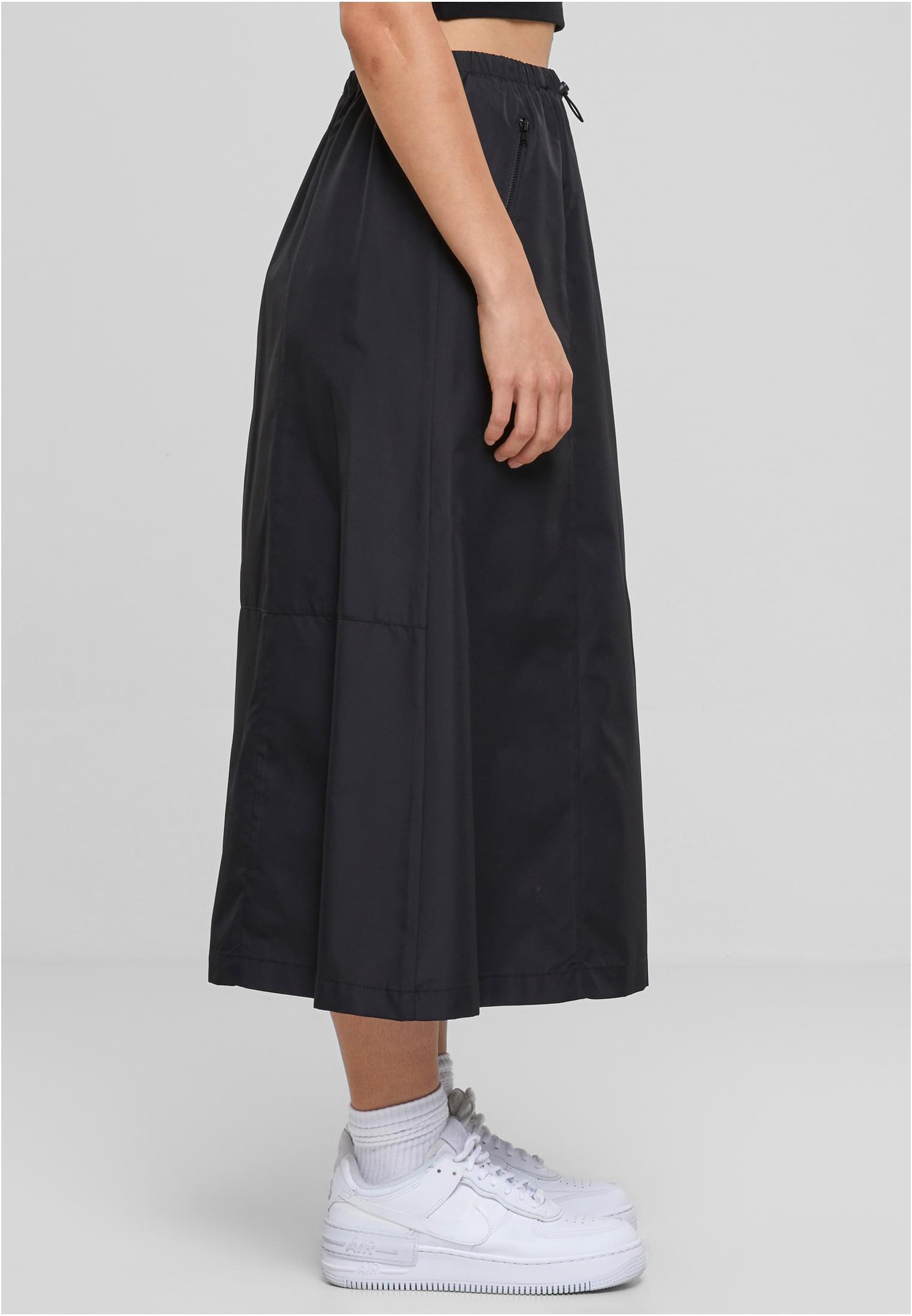 Ladies Ripstop Parachute Midi Skirt | black