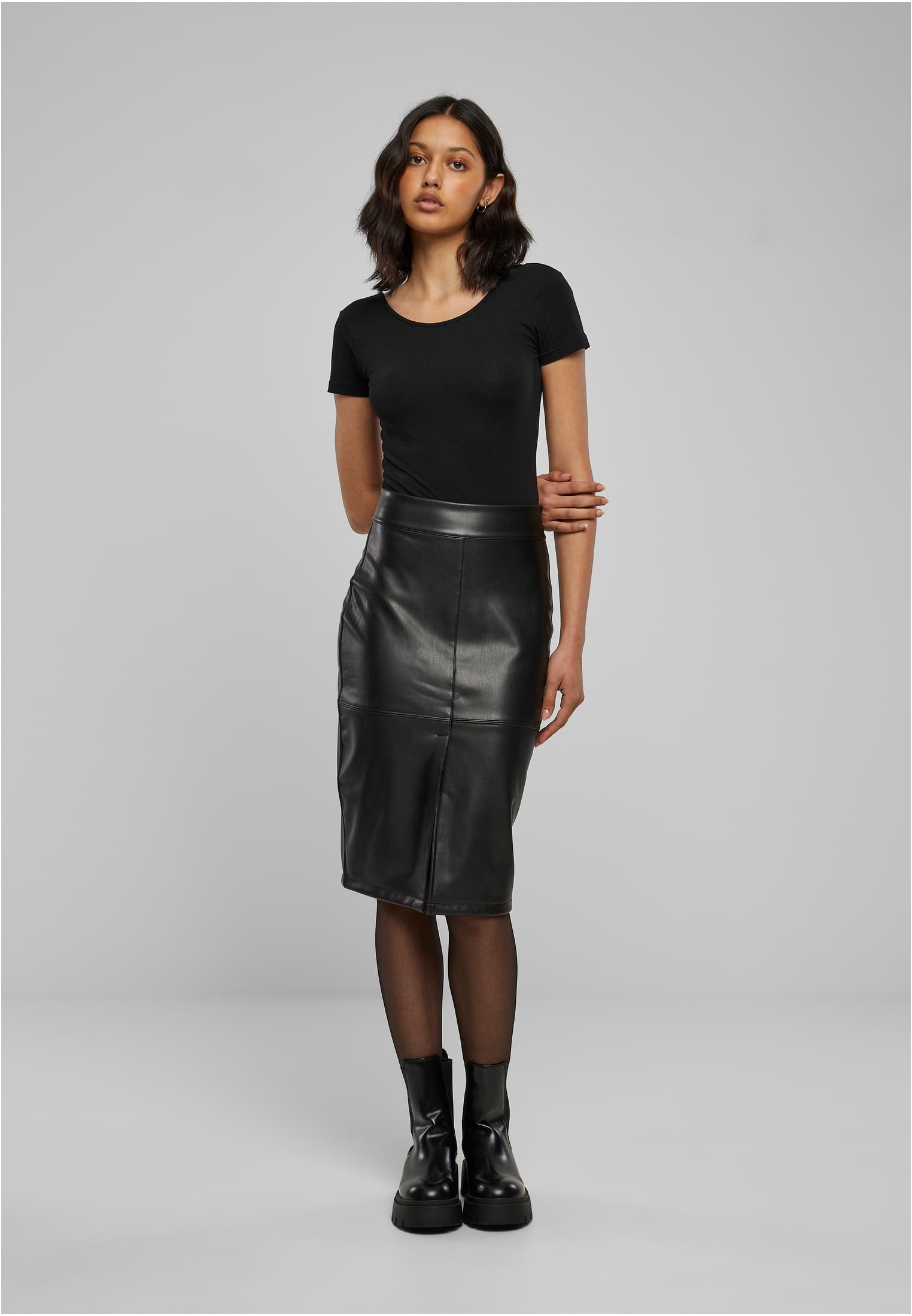 Ladies Synthetic Leather Pencil Skirt | black