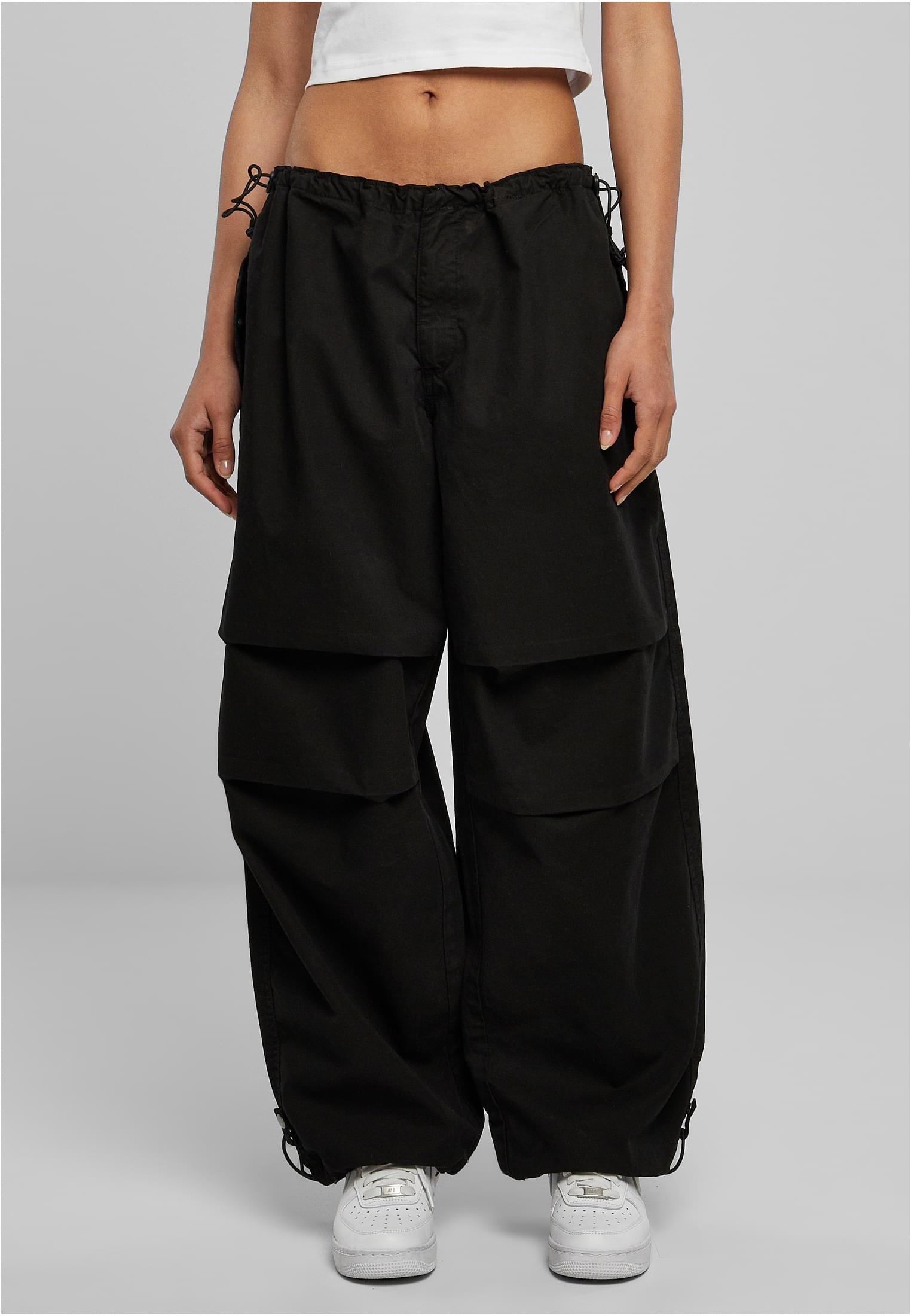 Ladies Cotton Parachute Pants | black