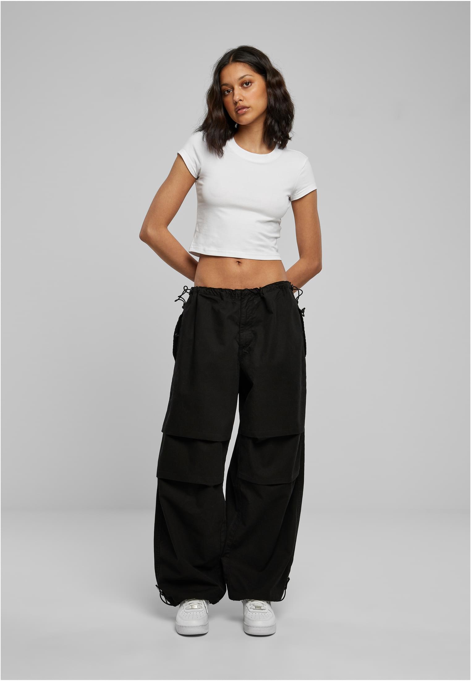 Ladies Cotton Parachute Pants | black