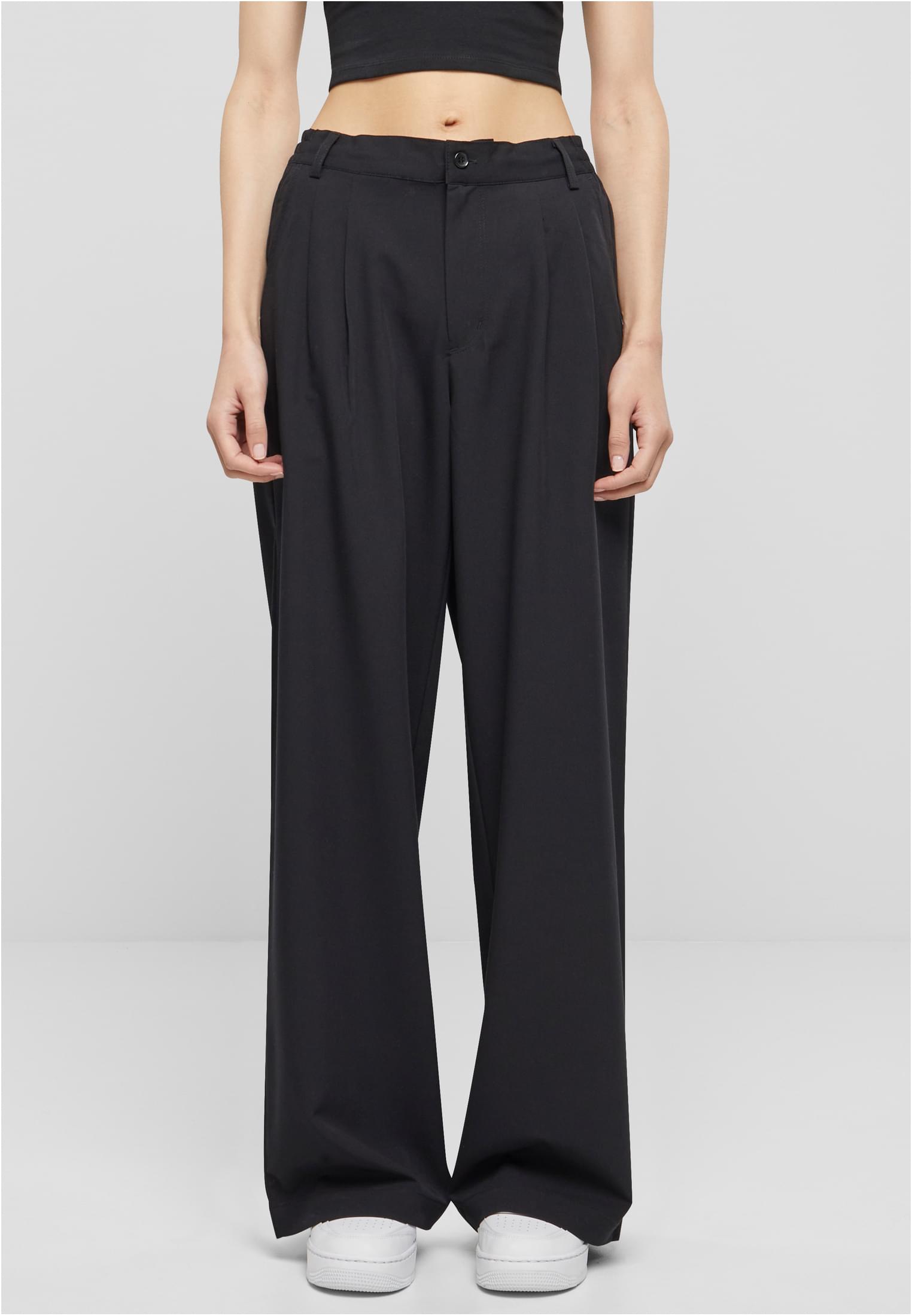 Ladies Ultra Wide Pleat-Front Pants | black