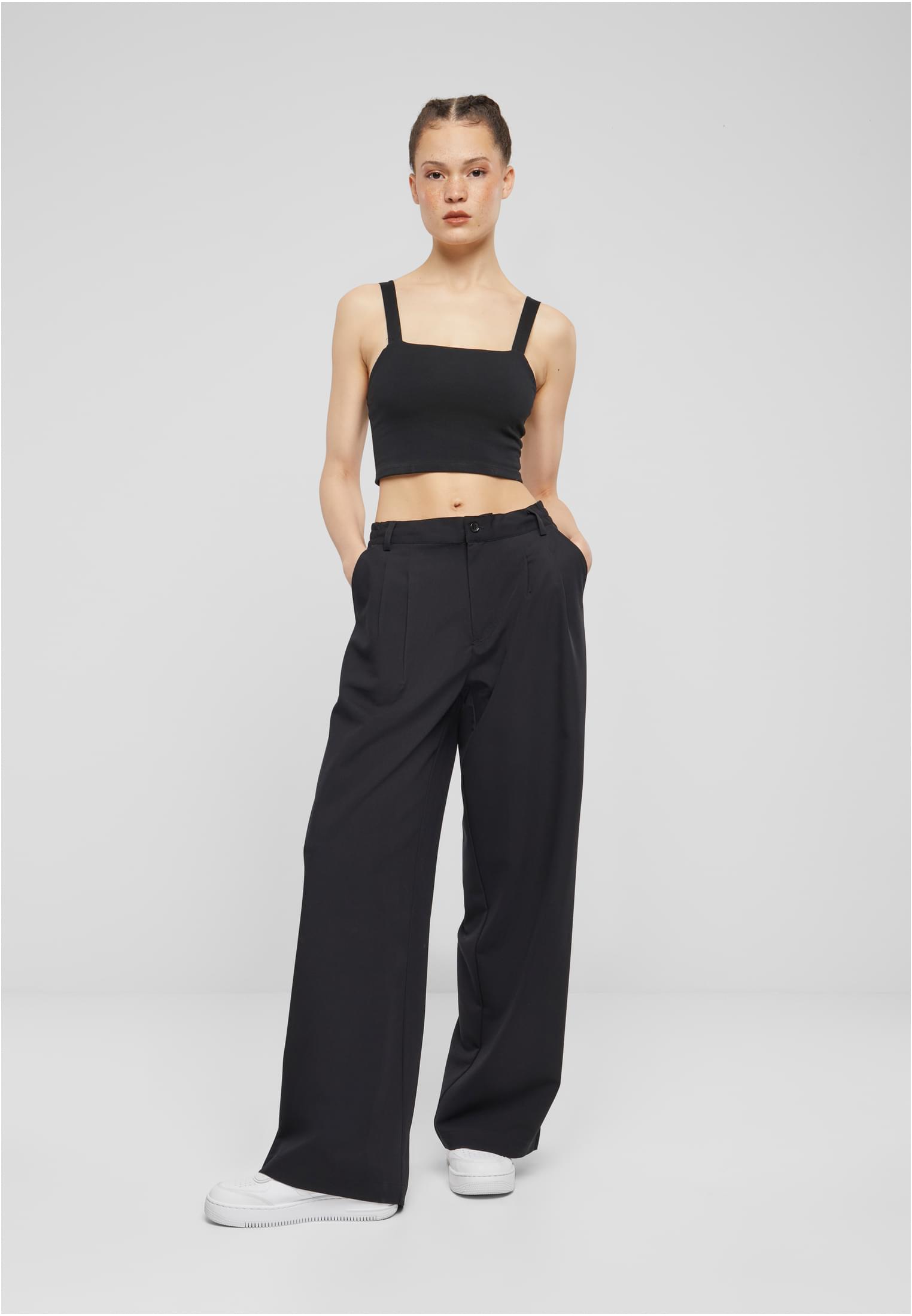 Ladies Ultra Wide Pleat-Front Pants | black