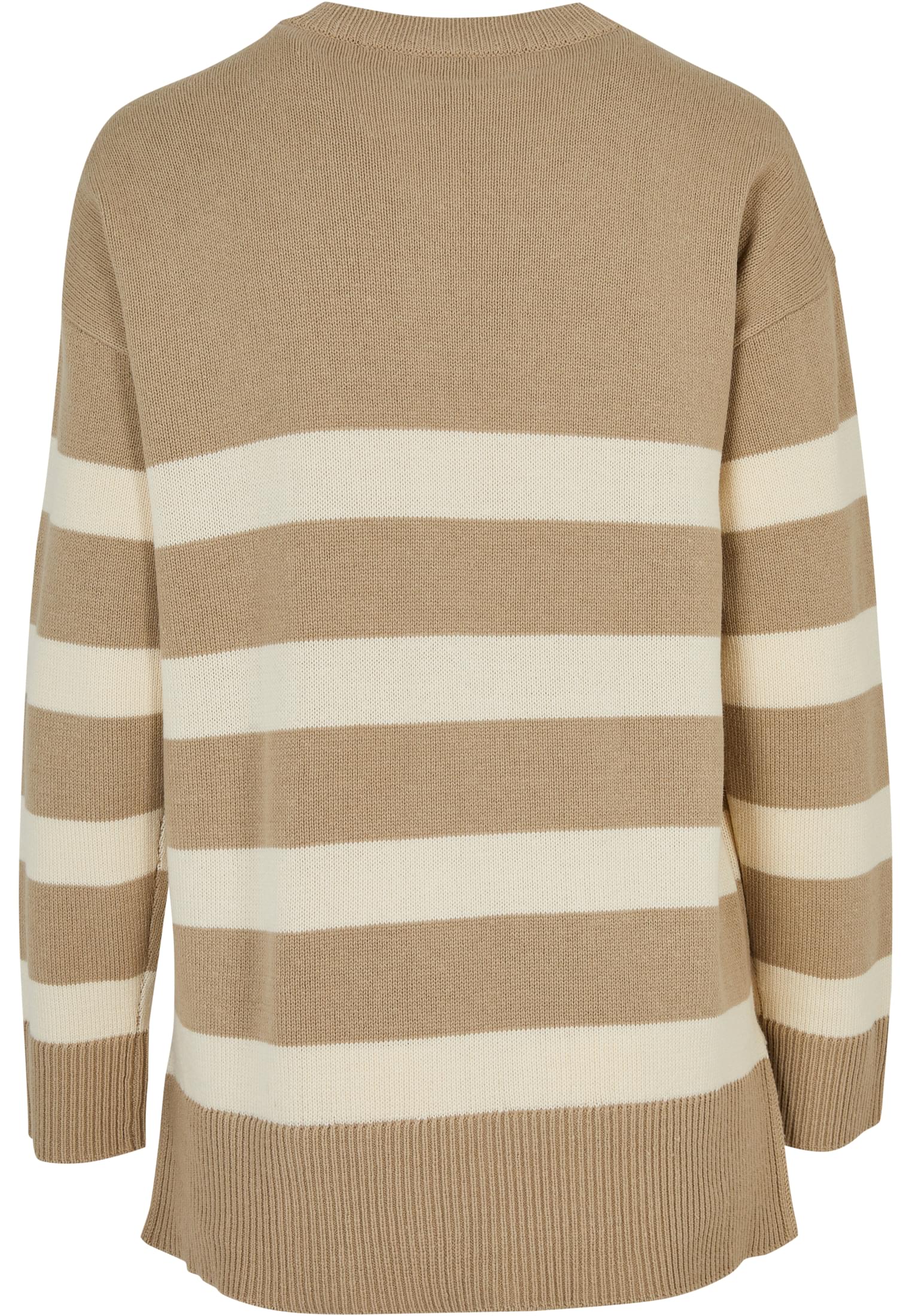 Ladies Striped Knit Crew Sweater | wetsand/sand