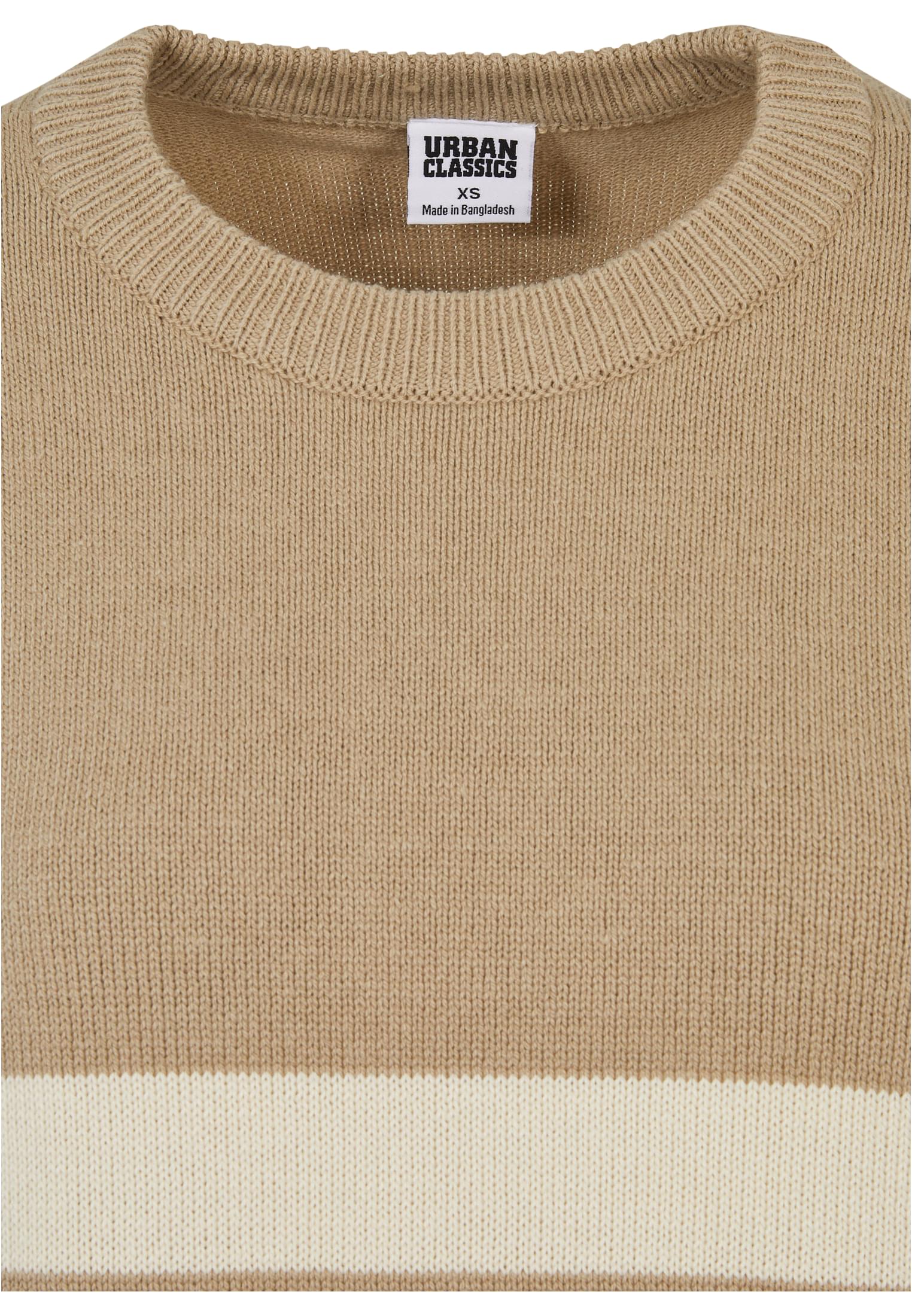 Ladies Striped Knit Crew Sweater | wetsand/sand