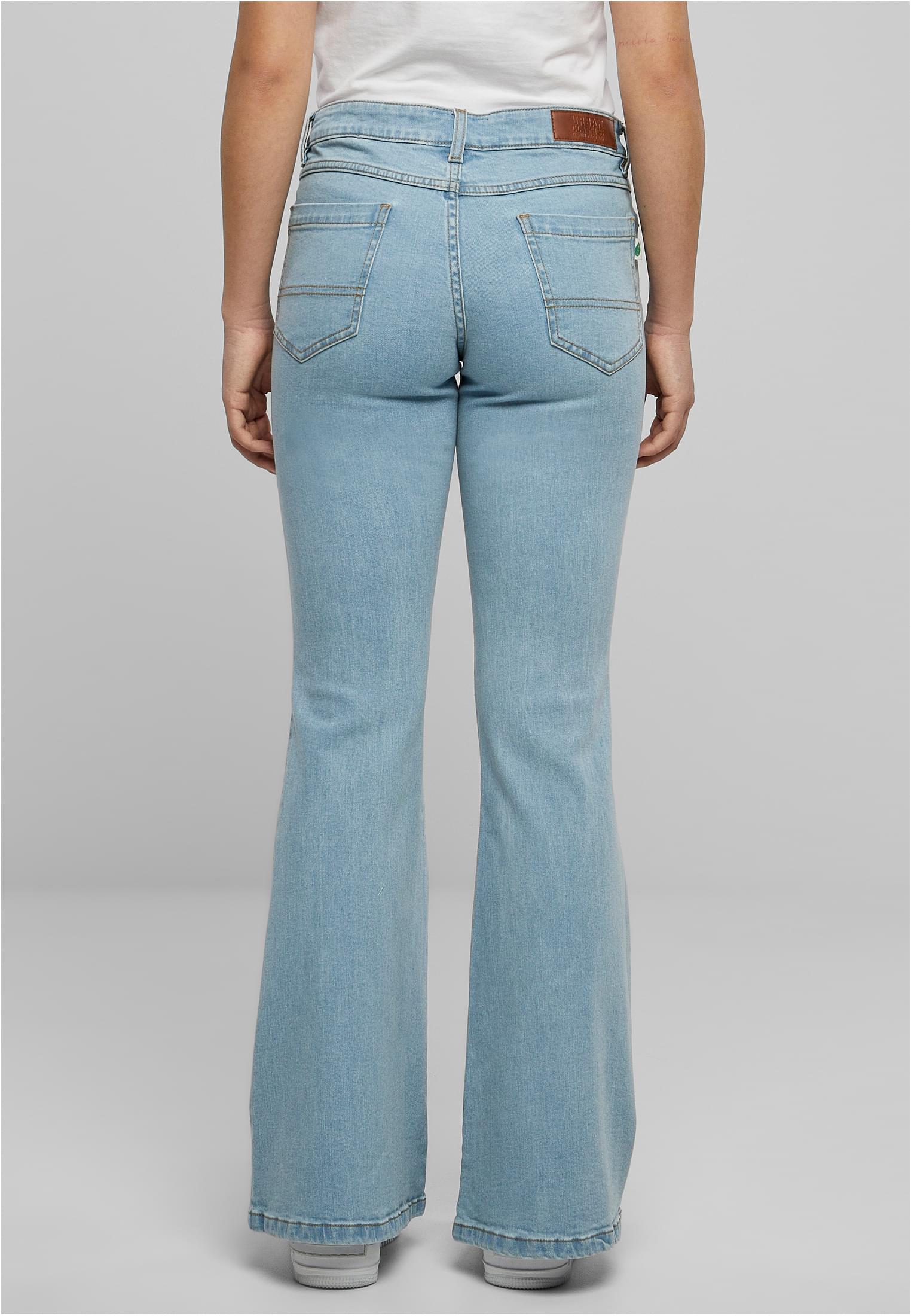 Ladies Organic Low Waist Flared Denim | lighter washed