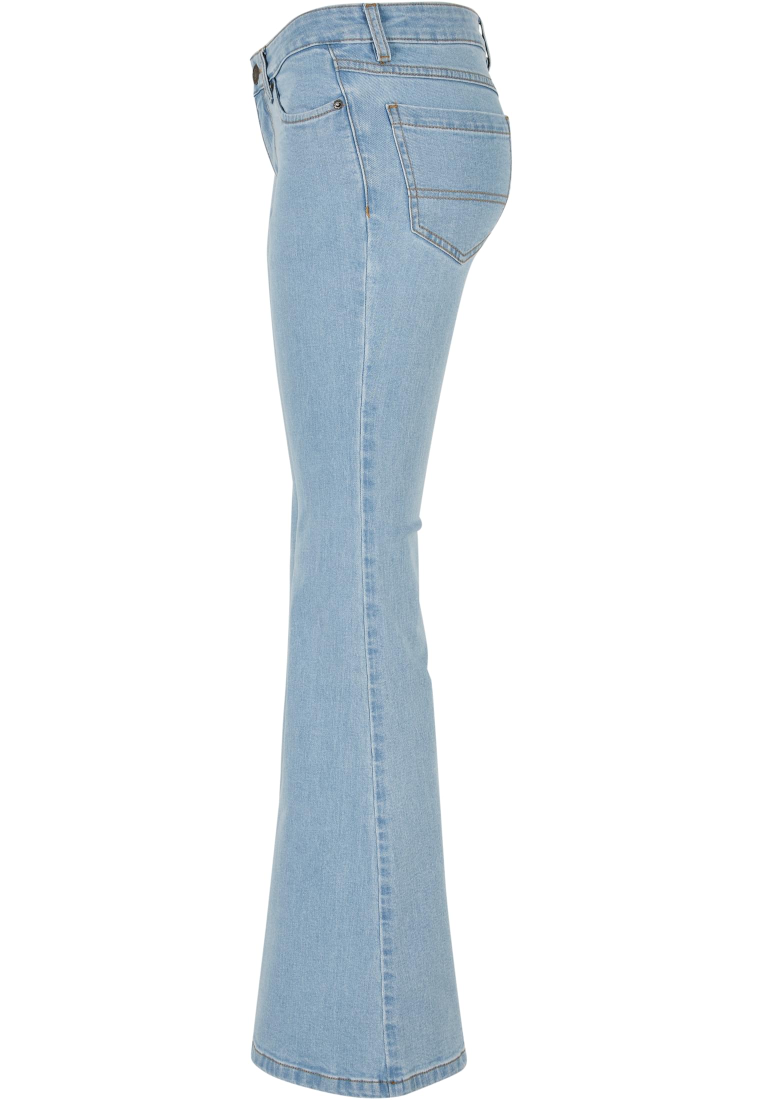 Ladies Organic Low Waist Flared Denim | lighter washed