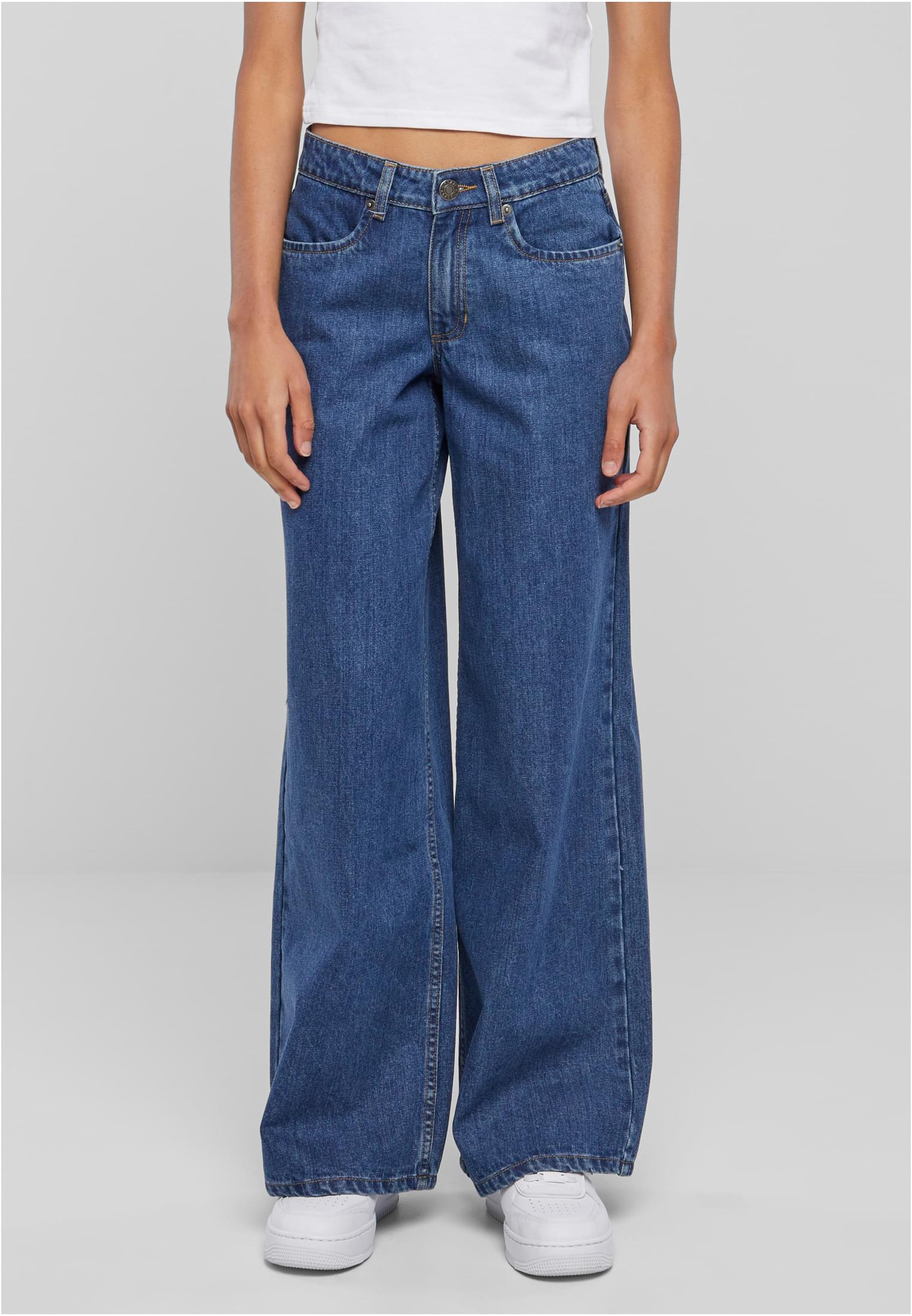 Ladies Mid Waist Wide Denim | mid indigo washed