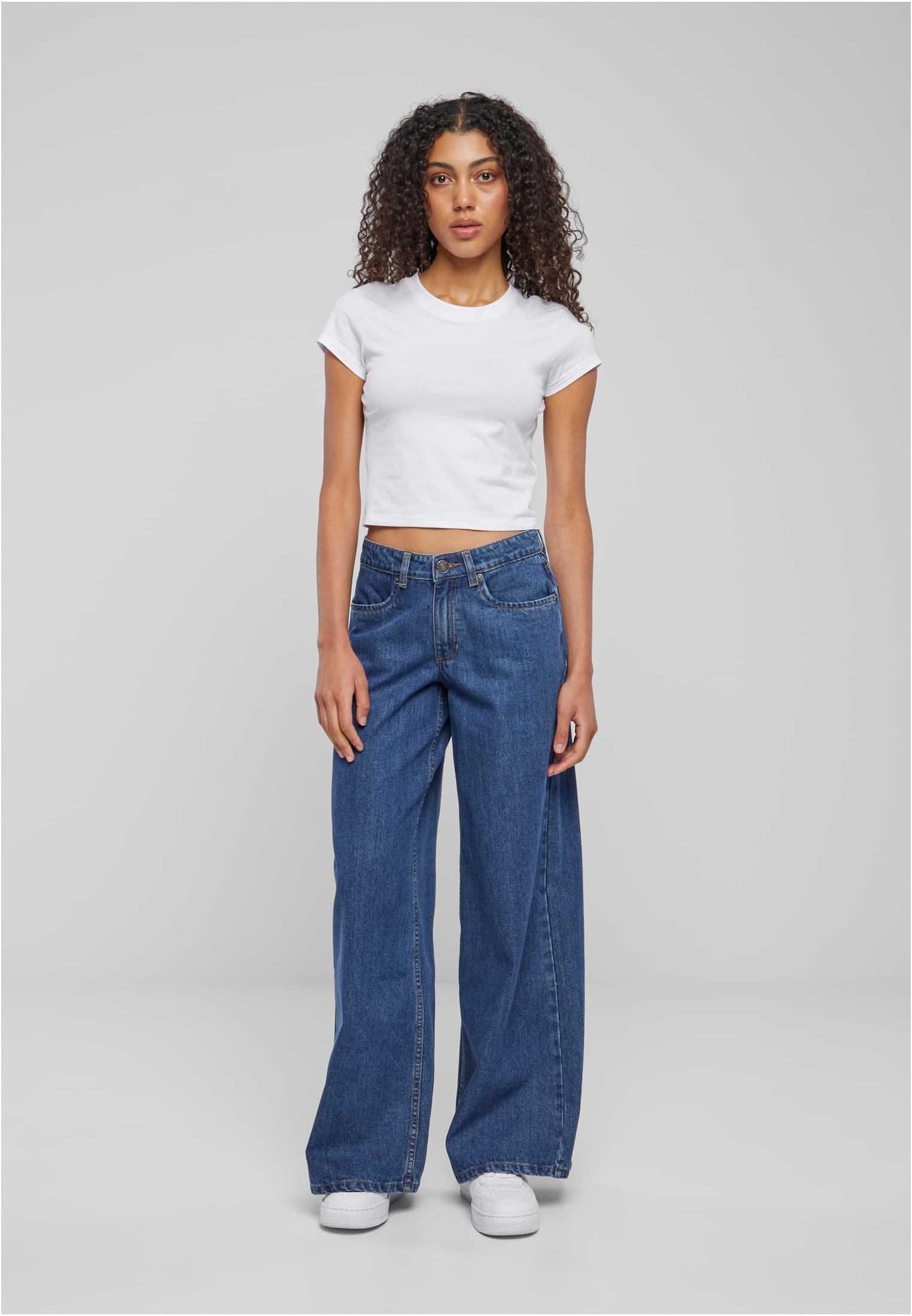 Ladies Mid Waist Wide Denim | mid indigo washed