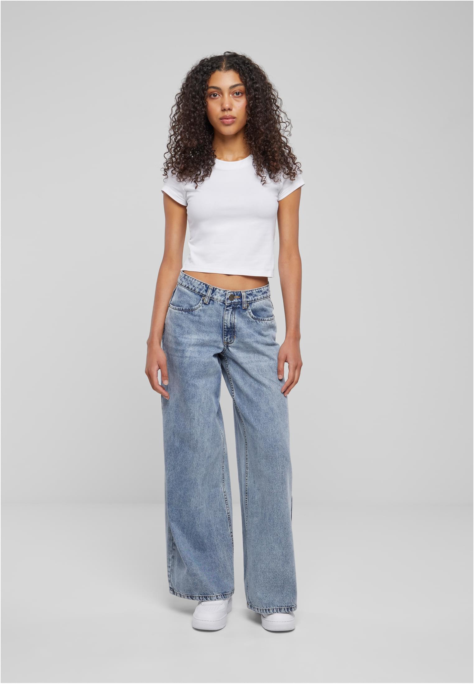 Ladies Mid Waist Wide Denim | tinted lightblue washed