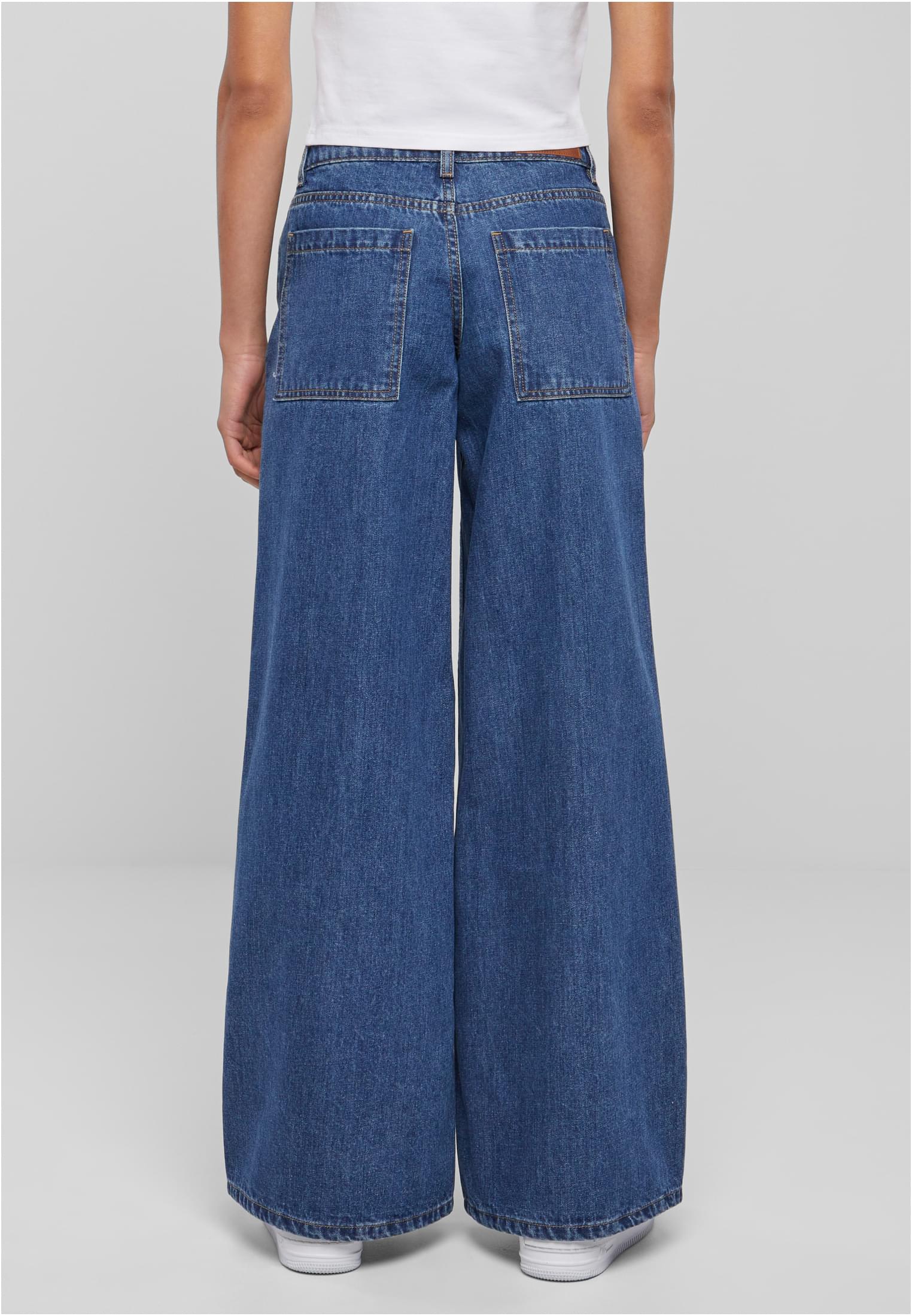 Ladies Mid Waist Wide Denim | mid indigo washed