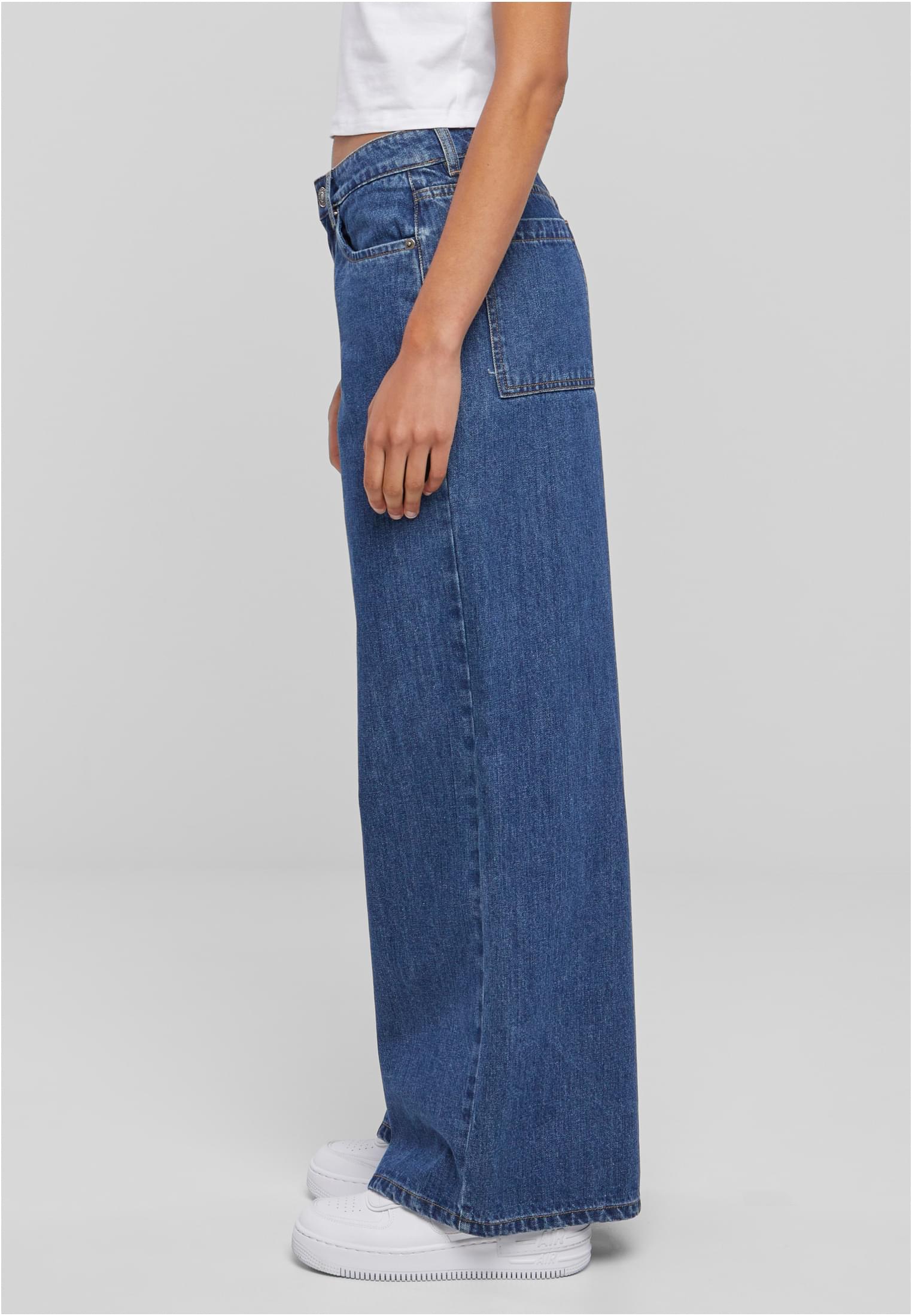 Ladies Mid Waist Wide Denim | mid indigo washed