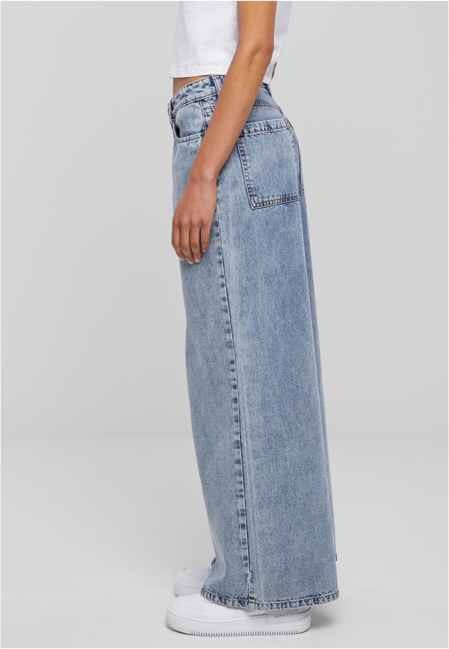 Ladies Mid Waist Wide Denim | tinted lightblue washed