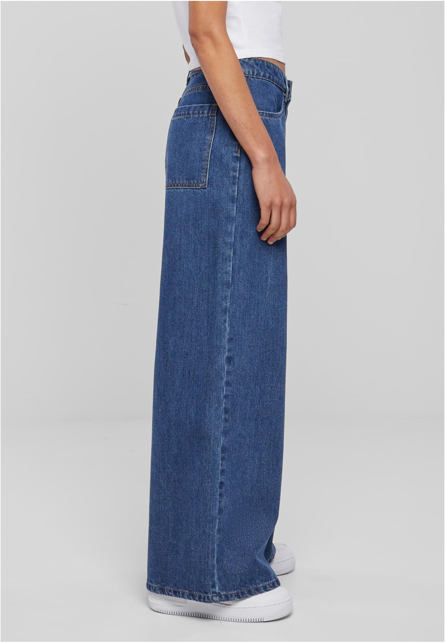 Ladies Mid Waist Wide Denim | mid indigo washed