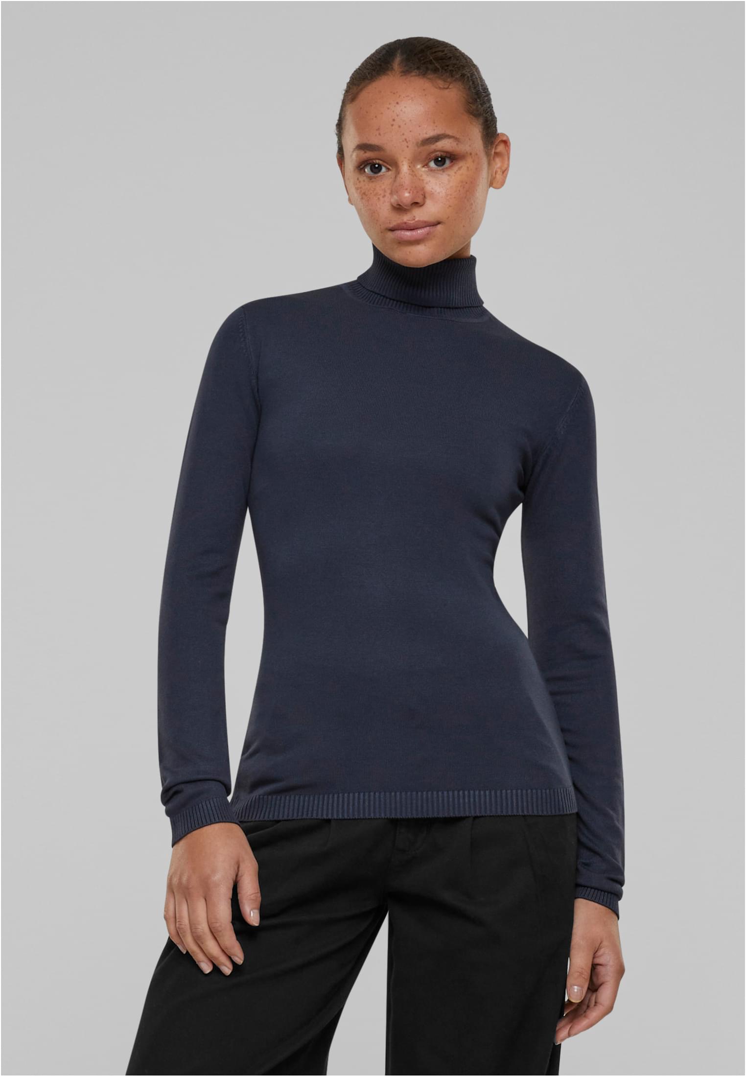 Ladies Knitted Turtleneck Sweater | navy