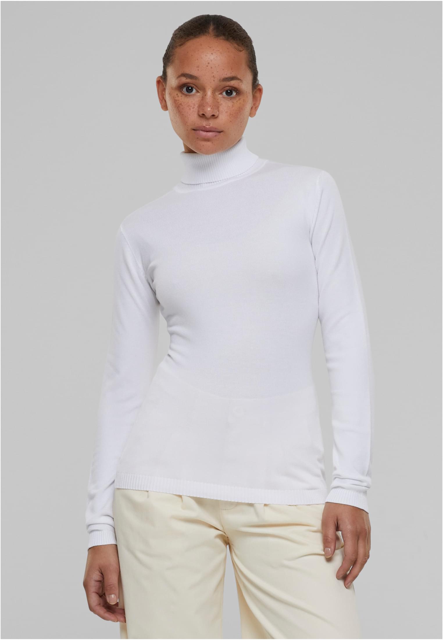 Ladies Knitted Turtleneck Sweater | white