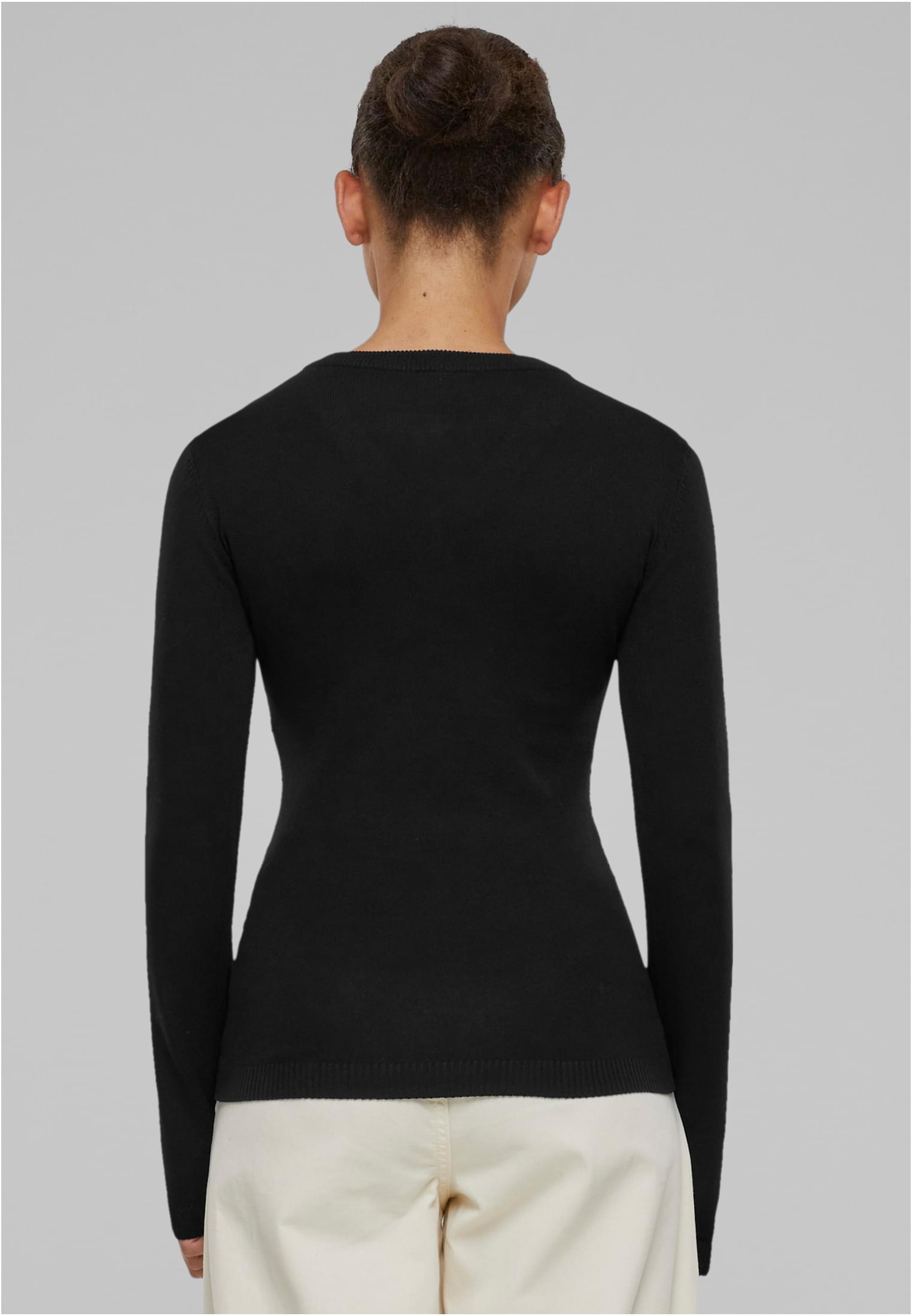 Ladies Knitted V-Neck Sweater | black