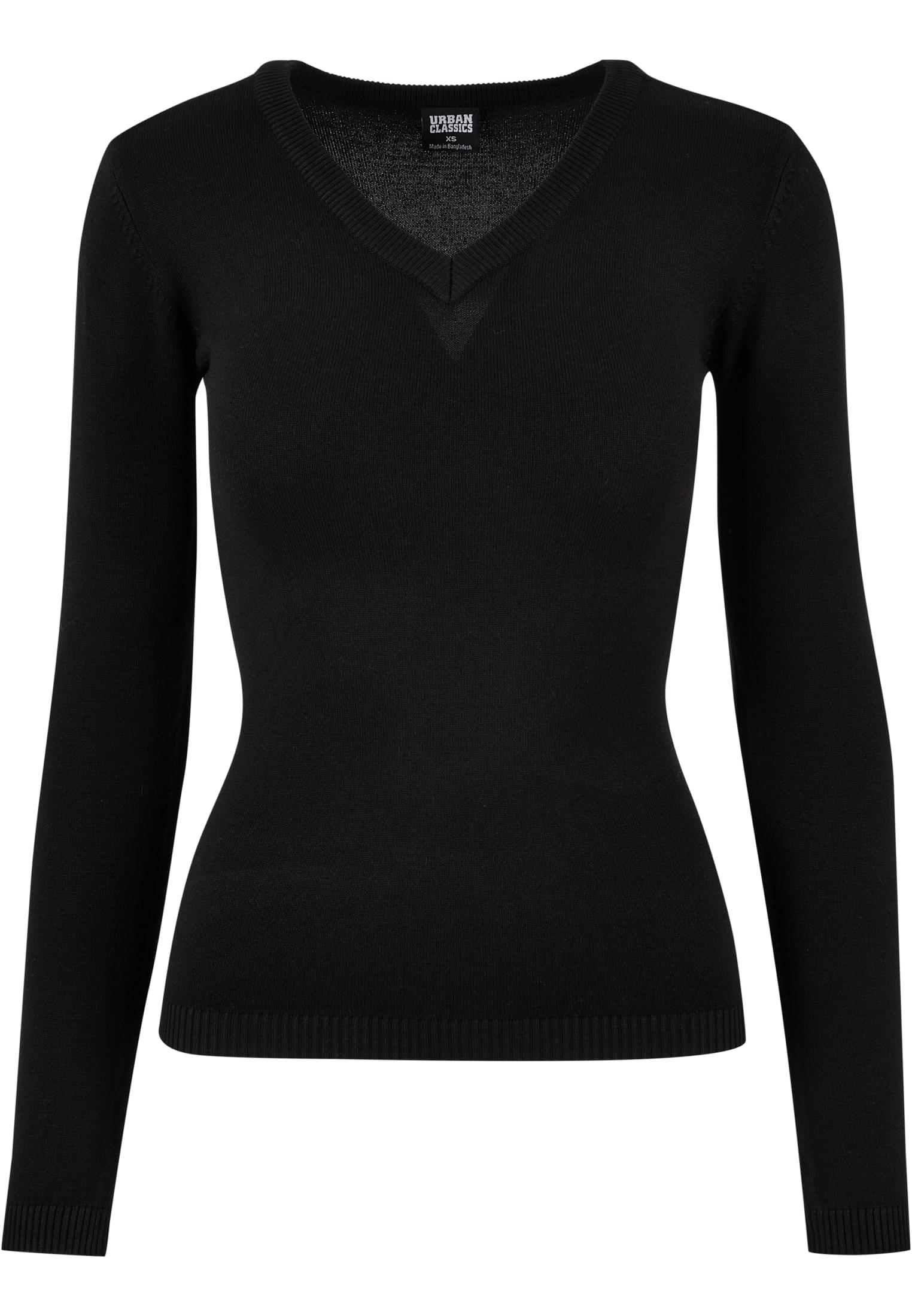 Ladies Knitted V-Neck Sweater | black