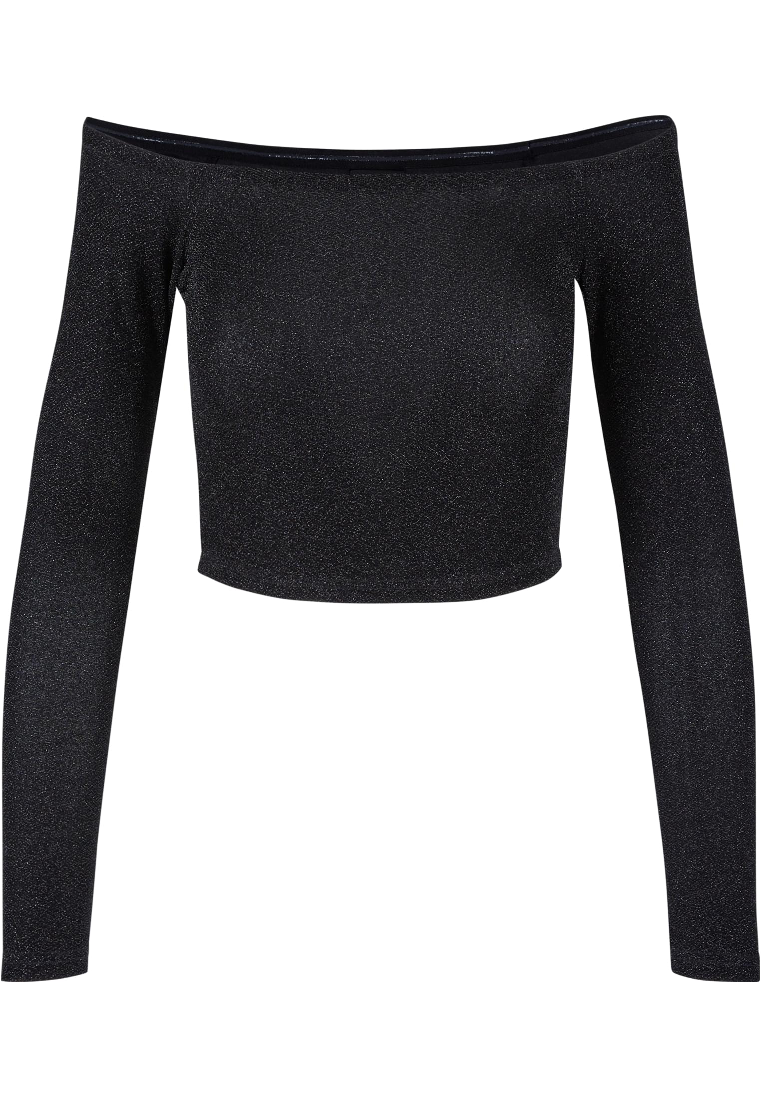 Ladies Off Shoulder Glitter Longsleeve | black