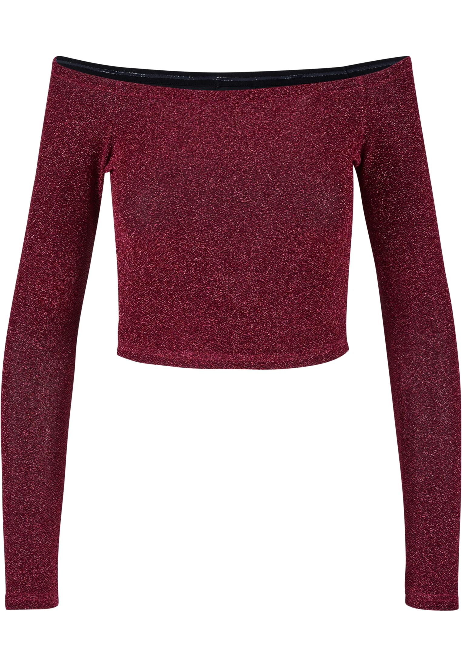 Ladies Off Shoulder Glitter Longsleeve | burgundy