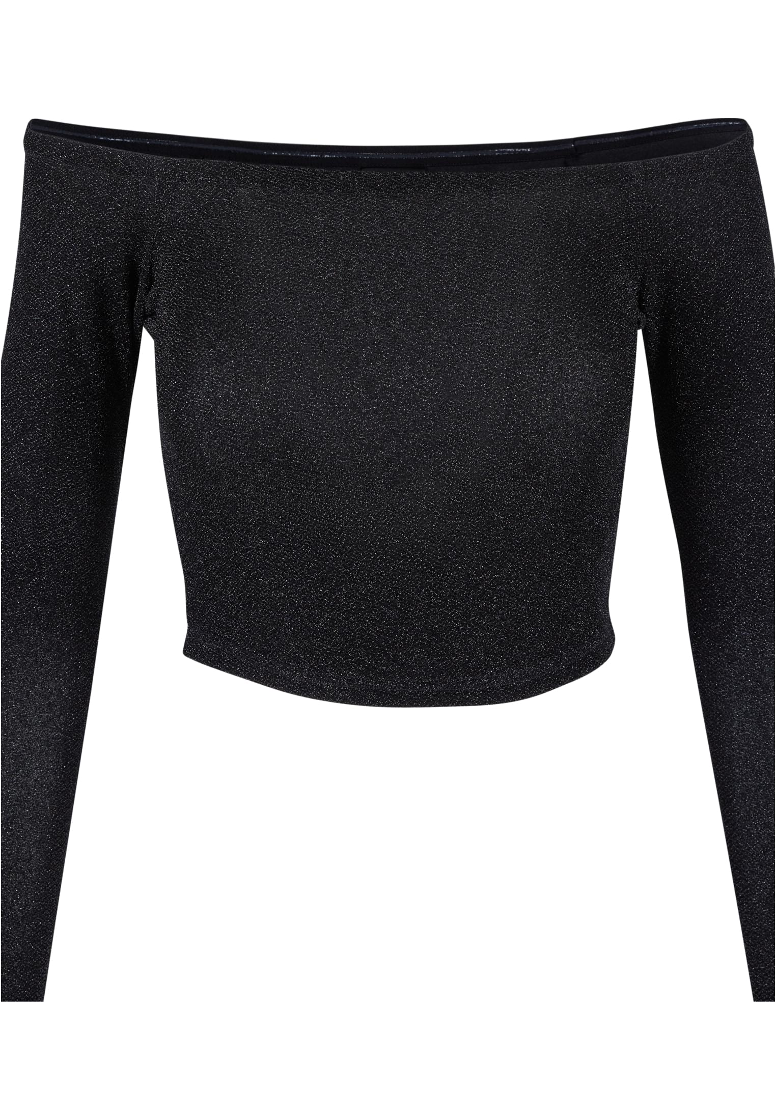 Ladies Off Shoulder Glitter Longsleeve | black