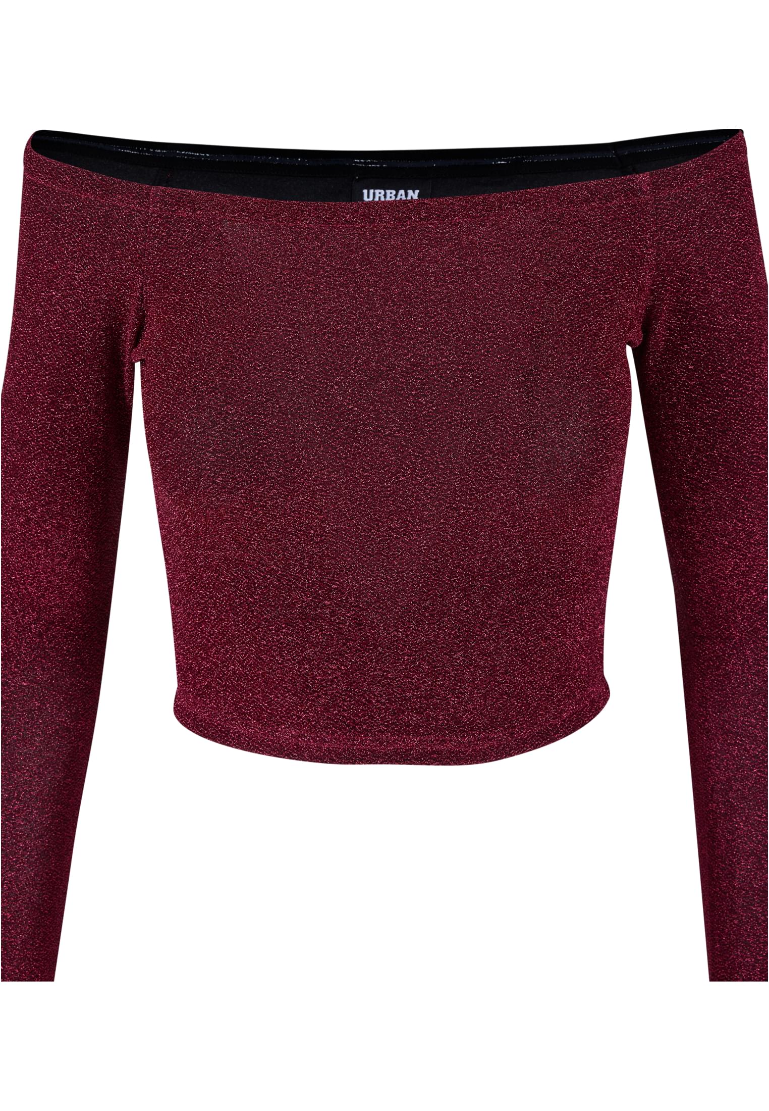 Ladies Off Shoulder Glitter Longsleeve | burgundy