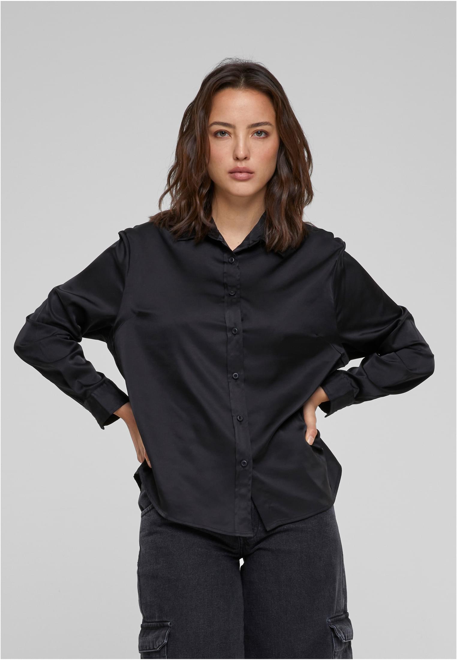 Ladies Satin Shirt | black